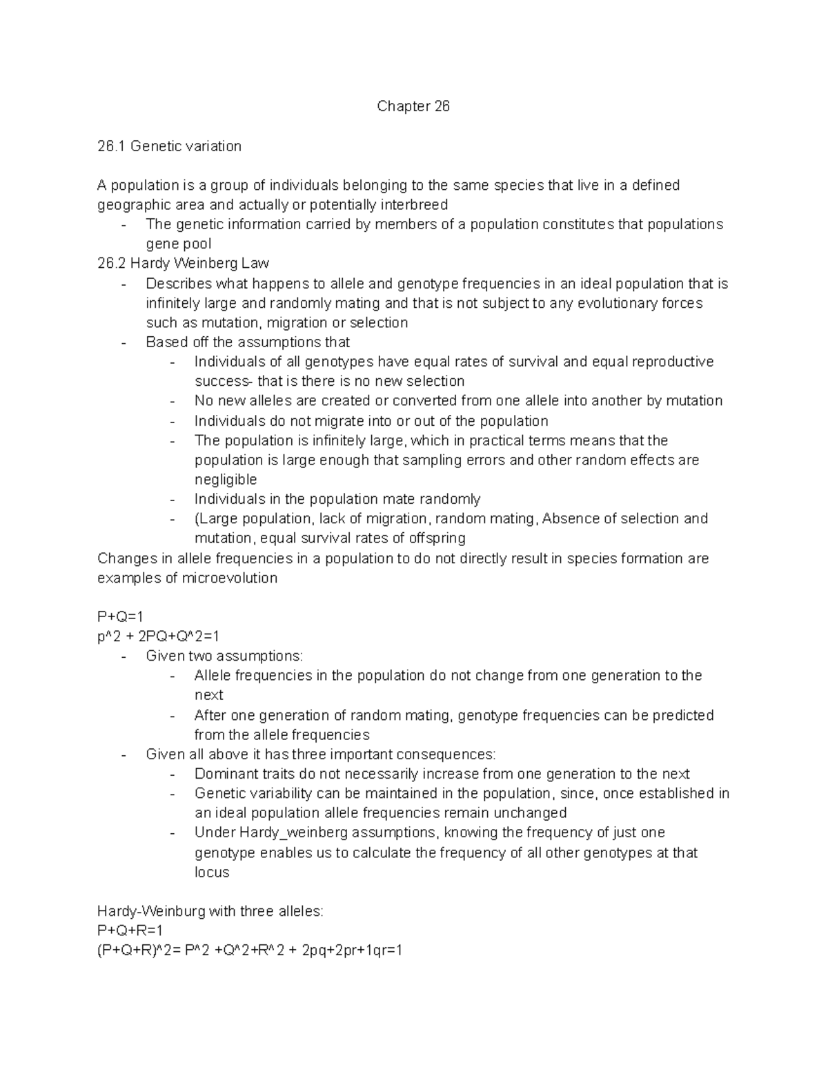 Chapter 26 - Chapter 26 26 Genetic Variation A Population Is A Group Of ...