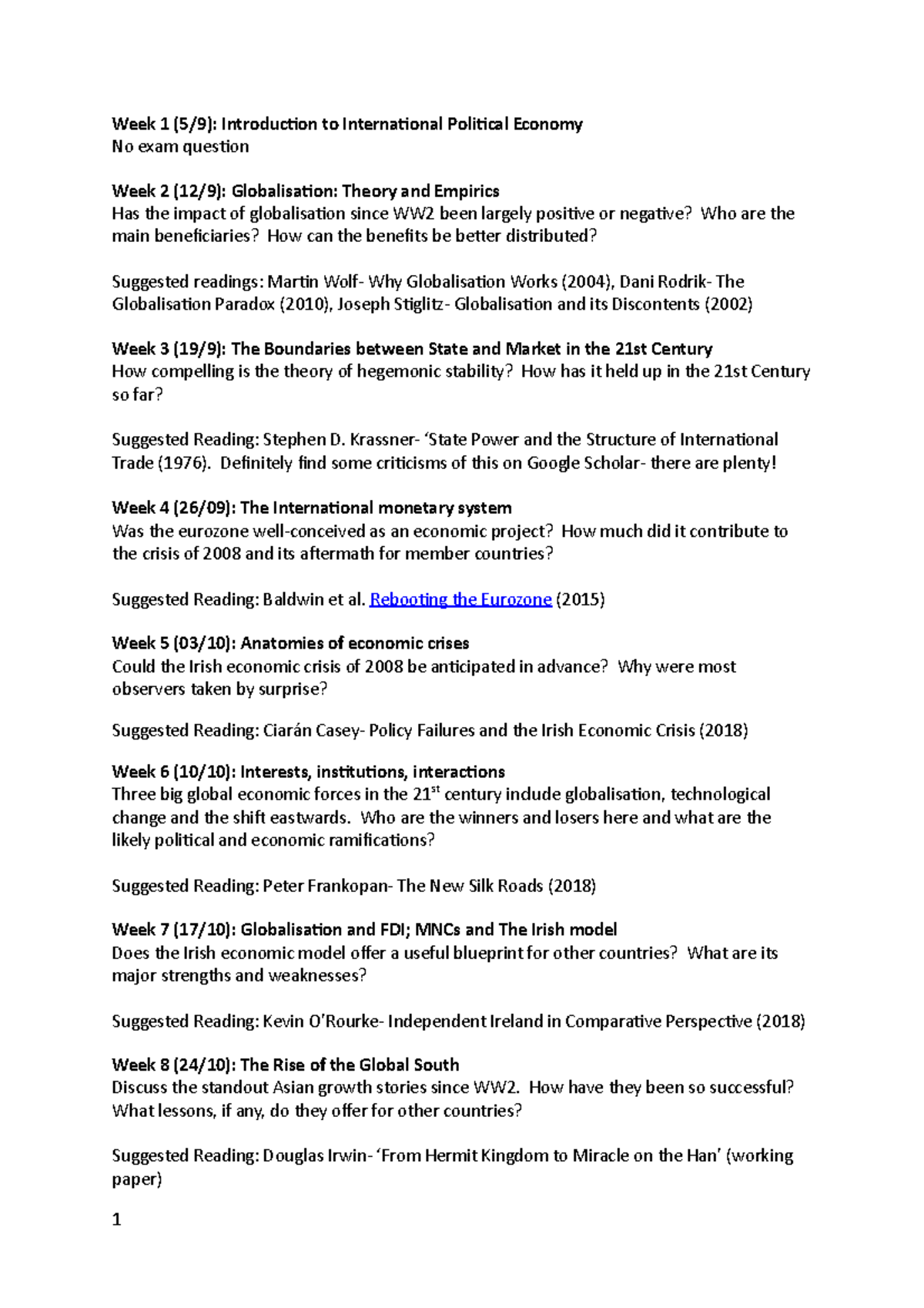 Sample Questions marketing notes Week 1 (5/9) Introduction to