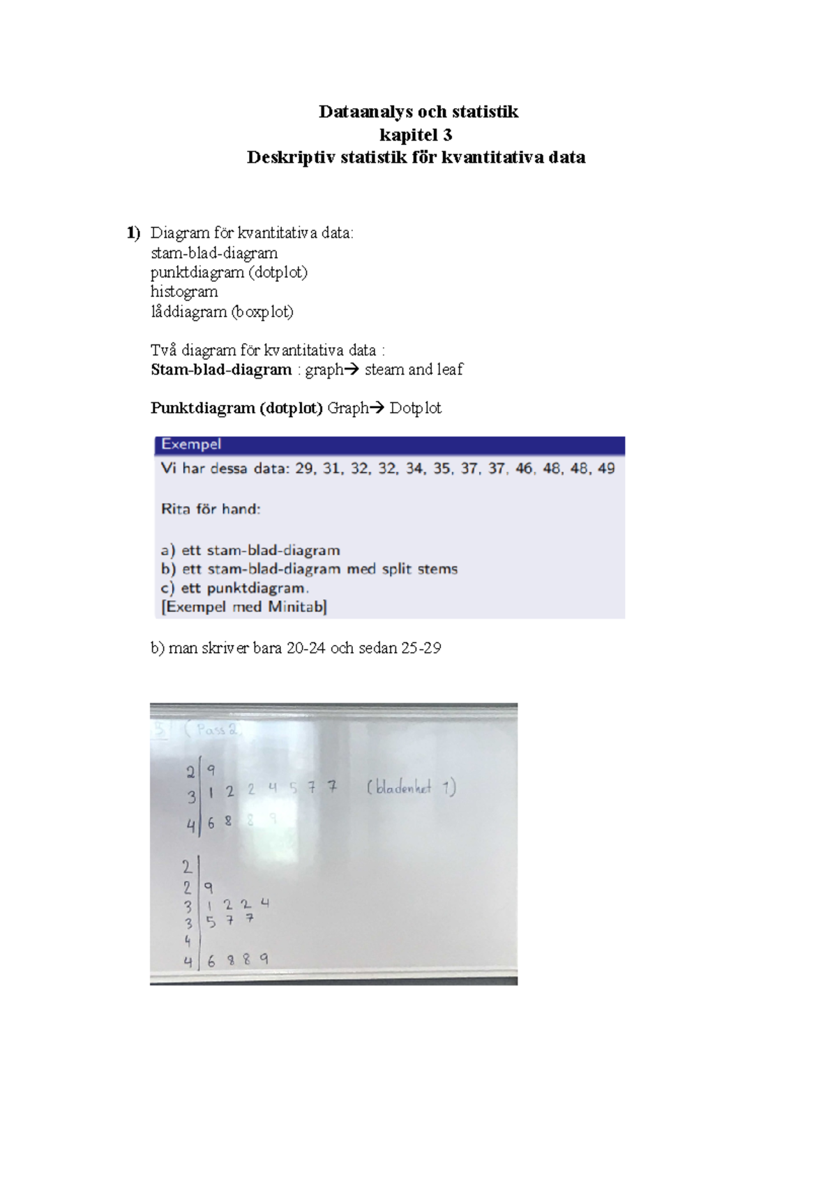 Dataanalys Och Statisti Pass 2 - Dataanalys Och Statistik Kapitel 3 ...