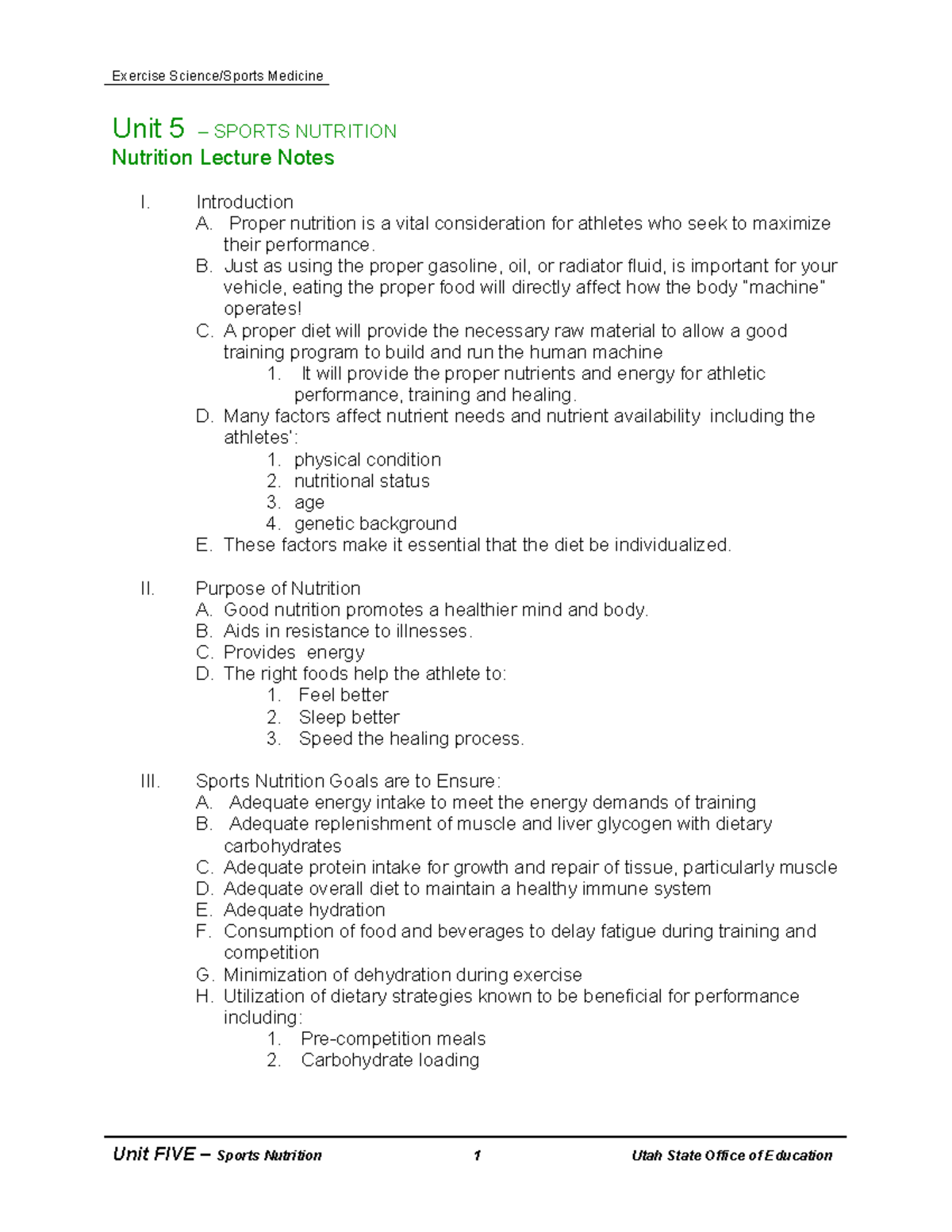 Exsci lecture notes for nutrition and health for BDS students - Unit 5 ...