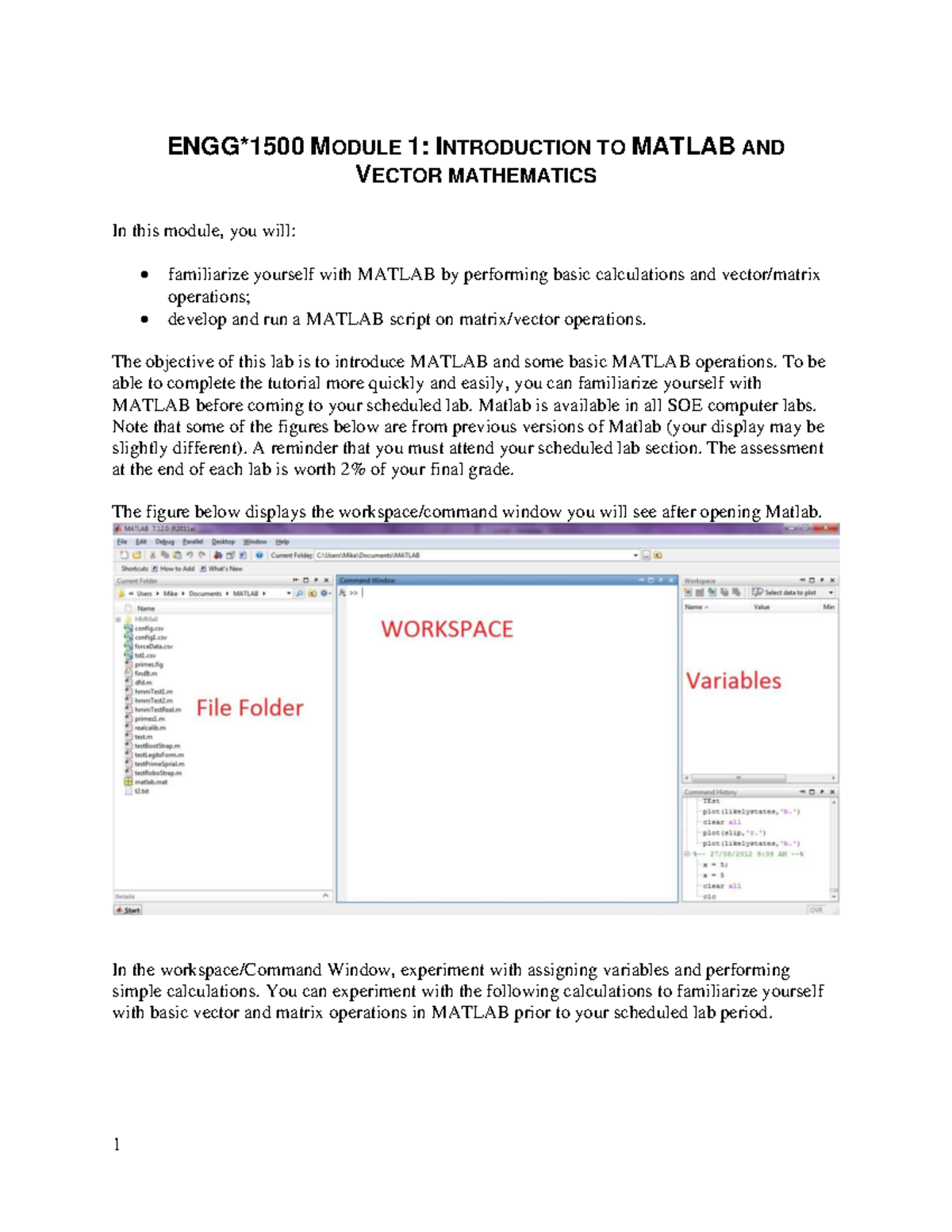 ENGG 1500 Module 1 W23 - lab 1 - ENGG*1500 MODULE 1: INTRODUCTION TO ...