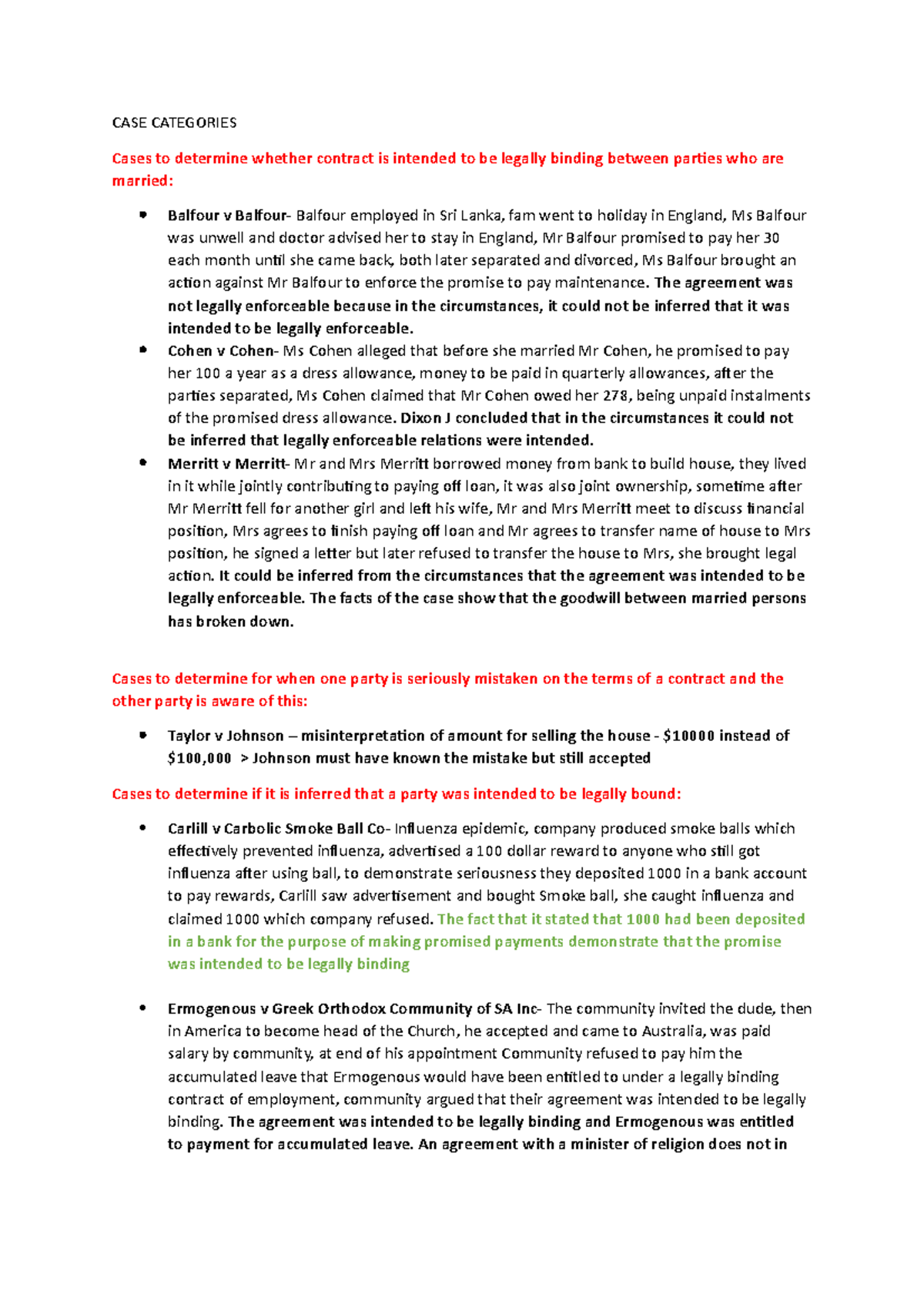 Cases to remember Tutorial CASE CATEGORIES Cases to determine