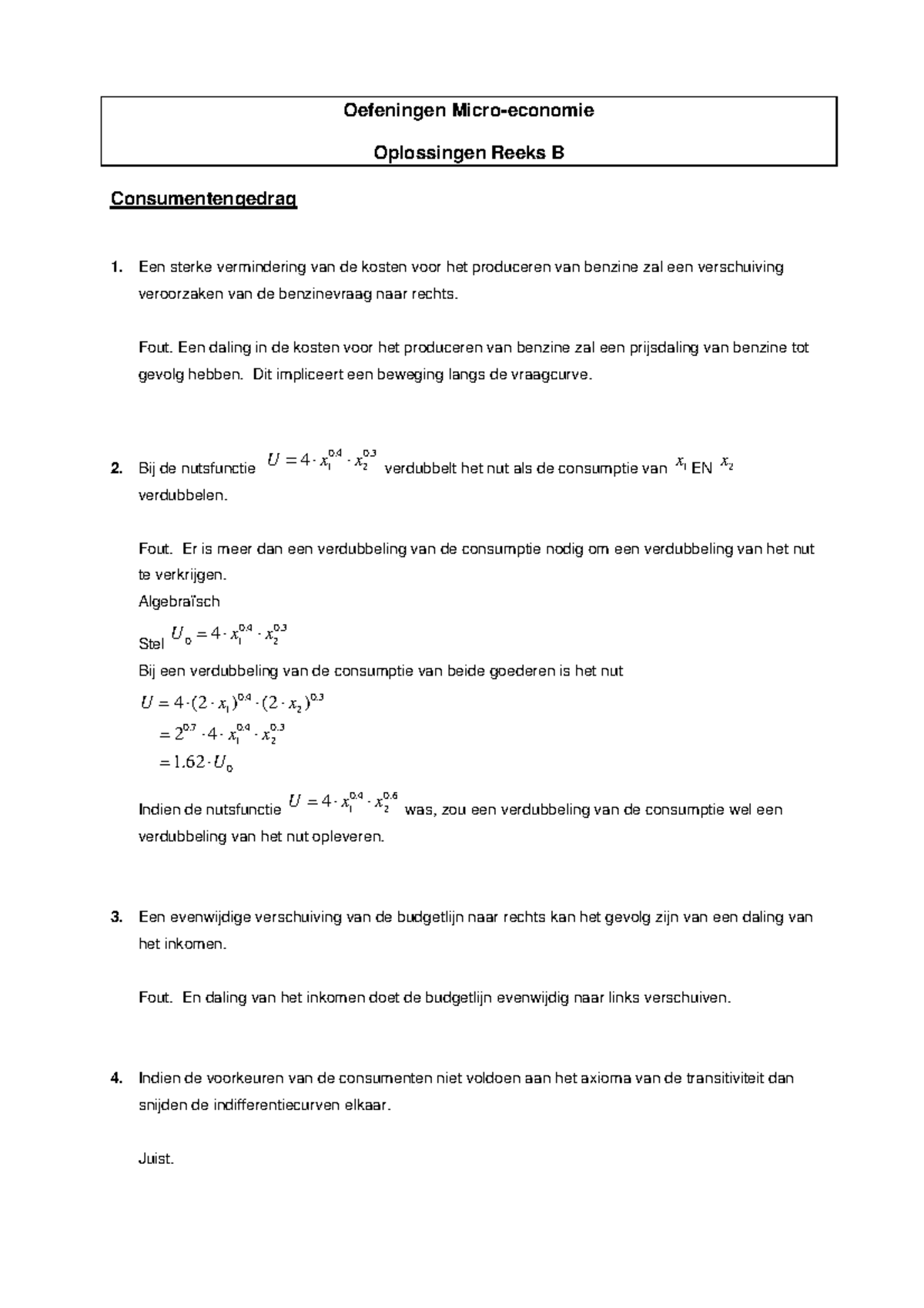 Oplossingen Reeks B - Oefeningen Micro-economie Oplossingen Reeks B ...