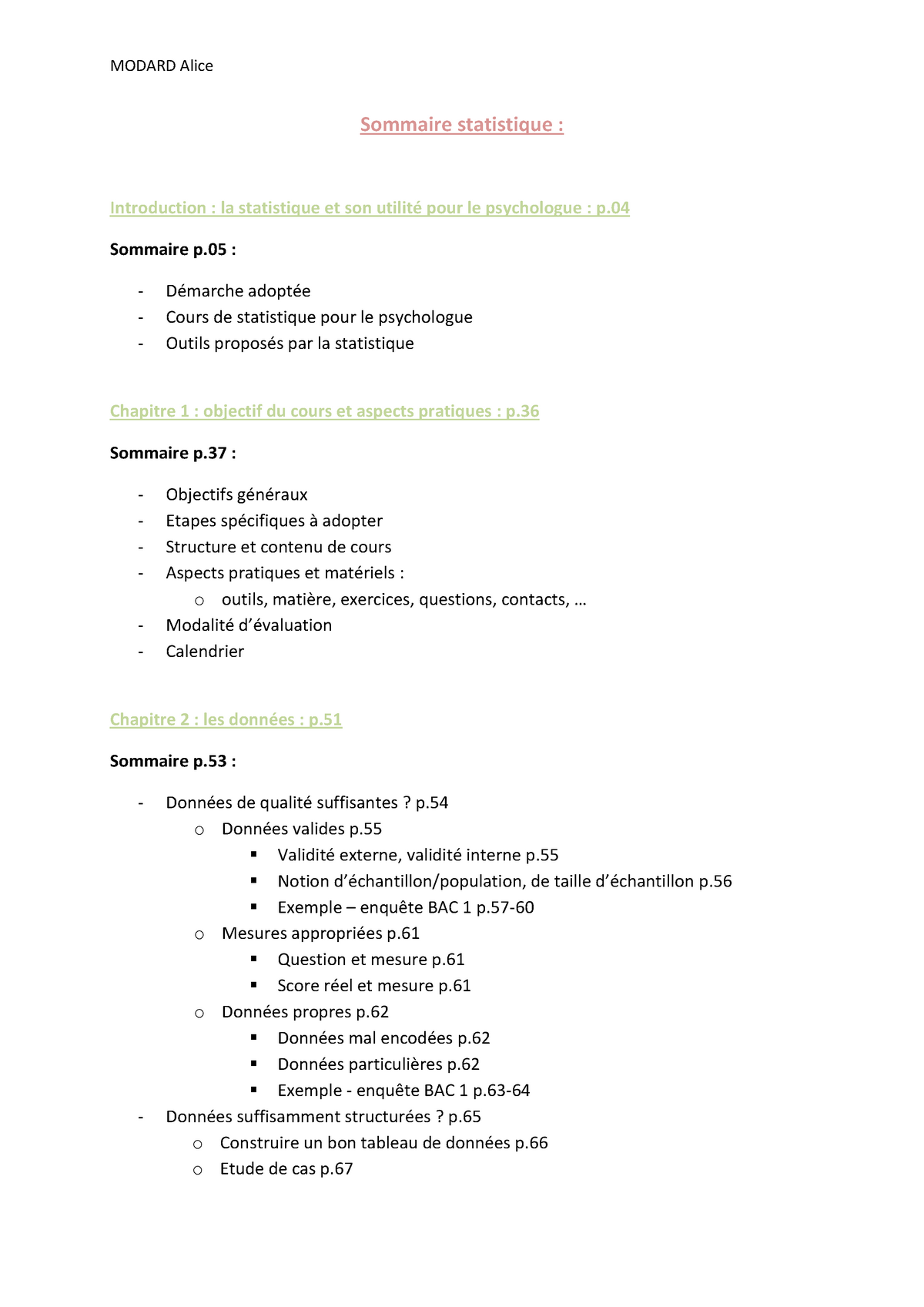 Sommaire Statistique Synth Se Compl Te Statistique Analyse Descriptive De Donn Es Studocu