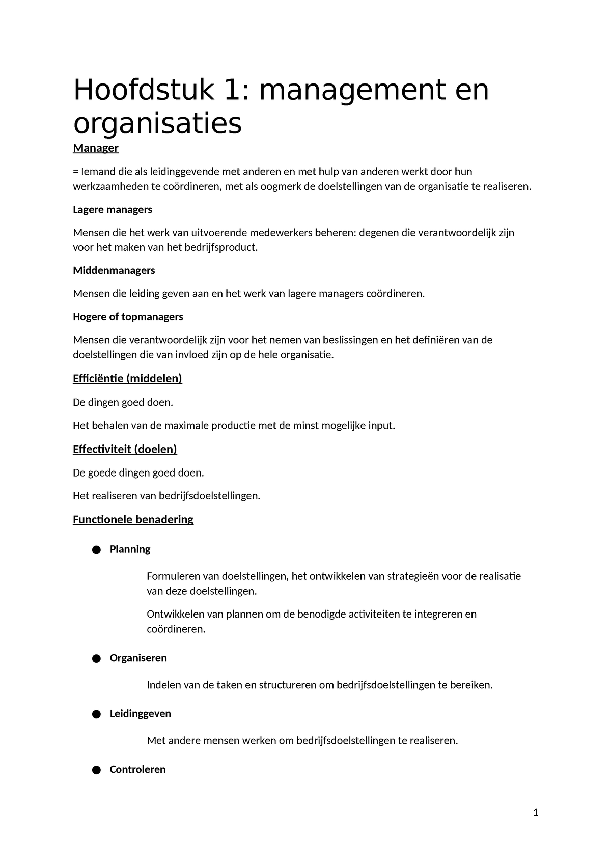 Samenvatting TMD - Hoofdstuk 1: Management En Organisaties Manager ...