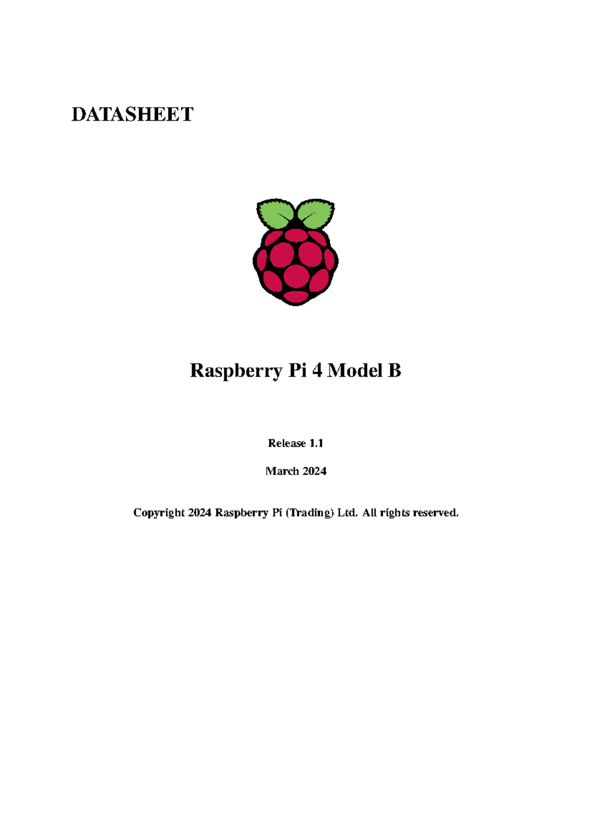 Raspberry pi 4 datasheet - DATASHEET Raspberry Pi 4 Model B Release 1 ...