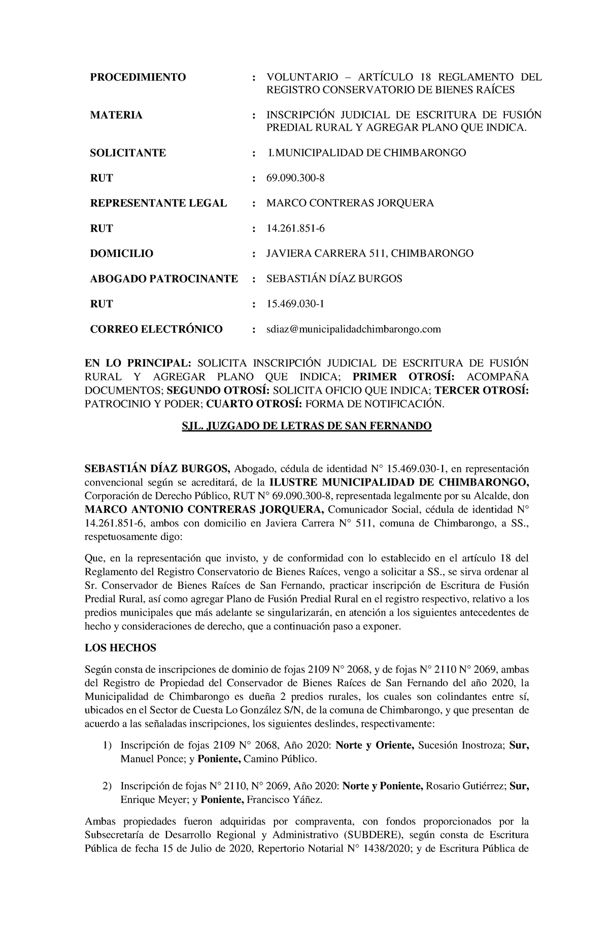 Reclamacion Judicial Negativa Conservador - PROCEDIMIENTO : VOLUNTARIO ...
