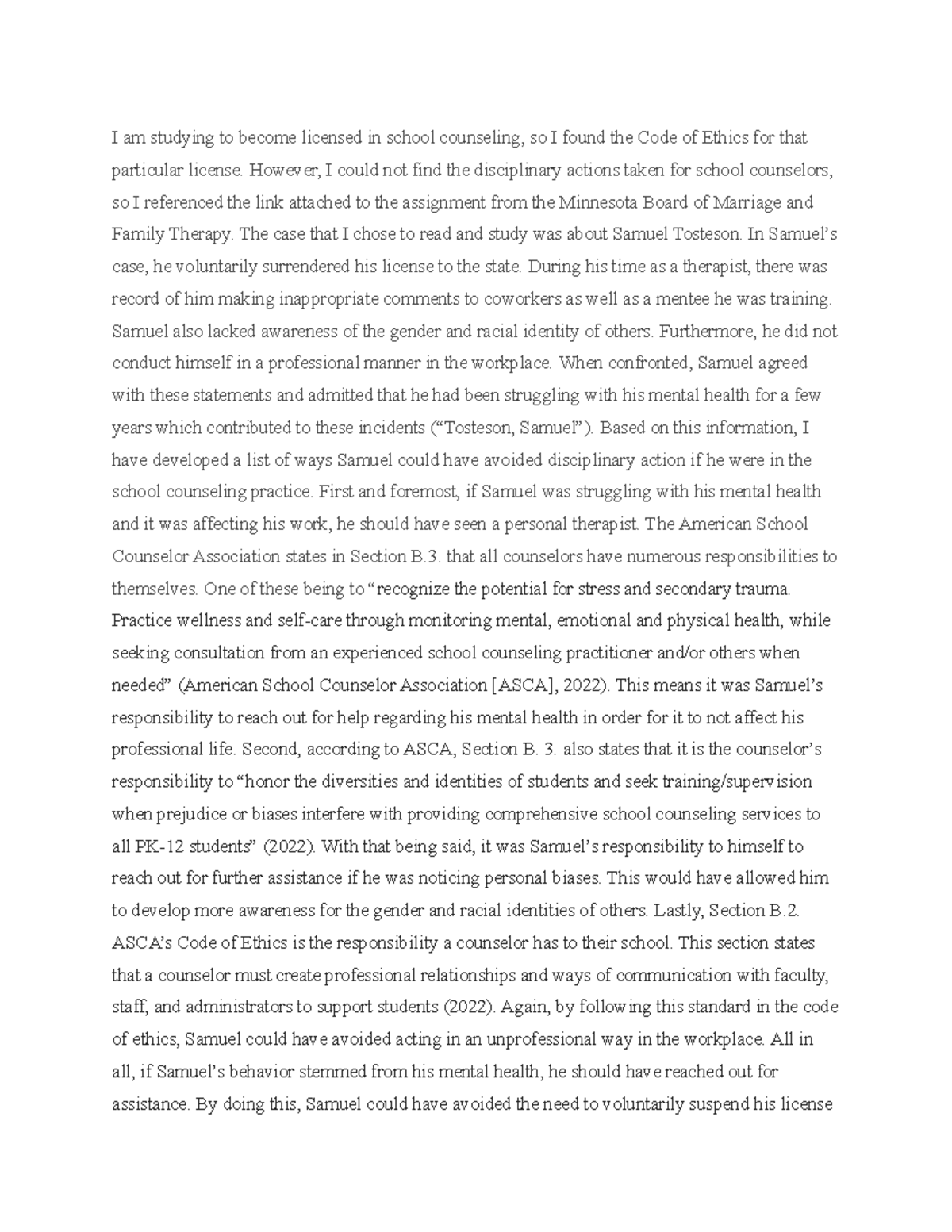 Activity #1 - case study research response - I am studying to become ...
