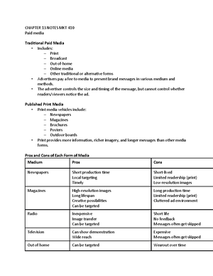 MKT 410 Chapter 3 Notes - MKT 410 CHAPTER 3 NOTES PUBLIC RELATIONS ...