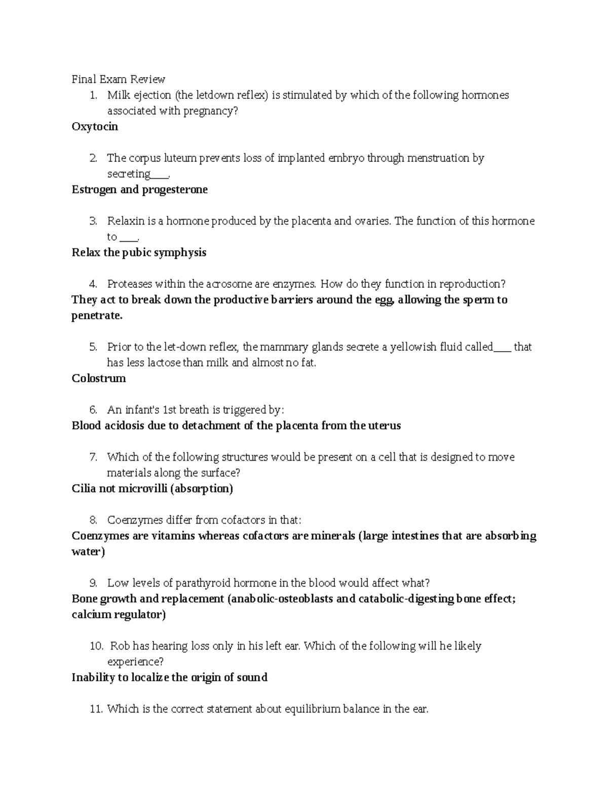 Final Exam Review - Milk ejection (the letdown reflex) is stimulated by ...