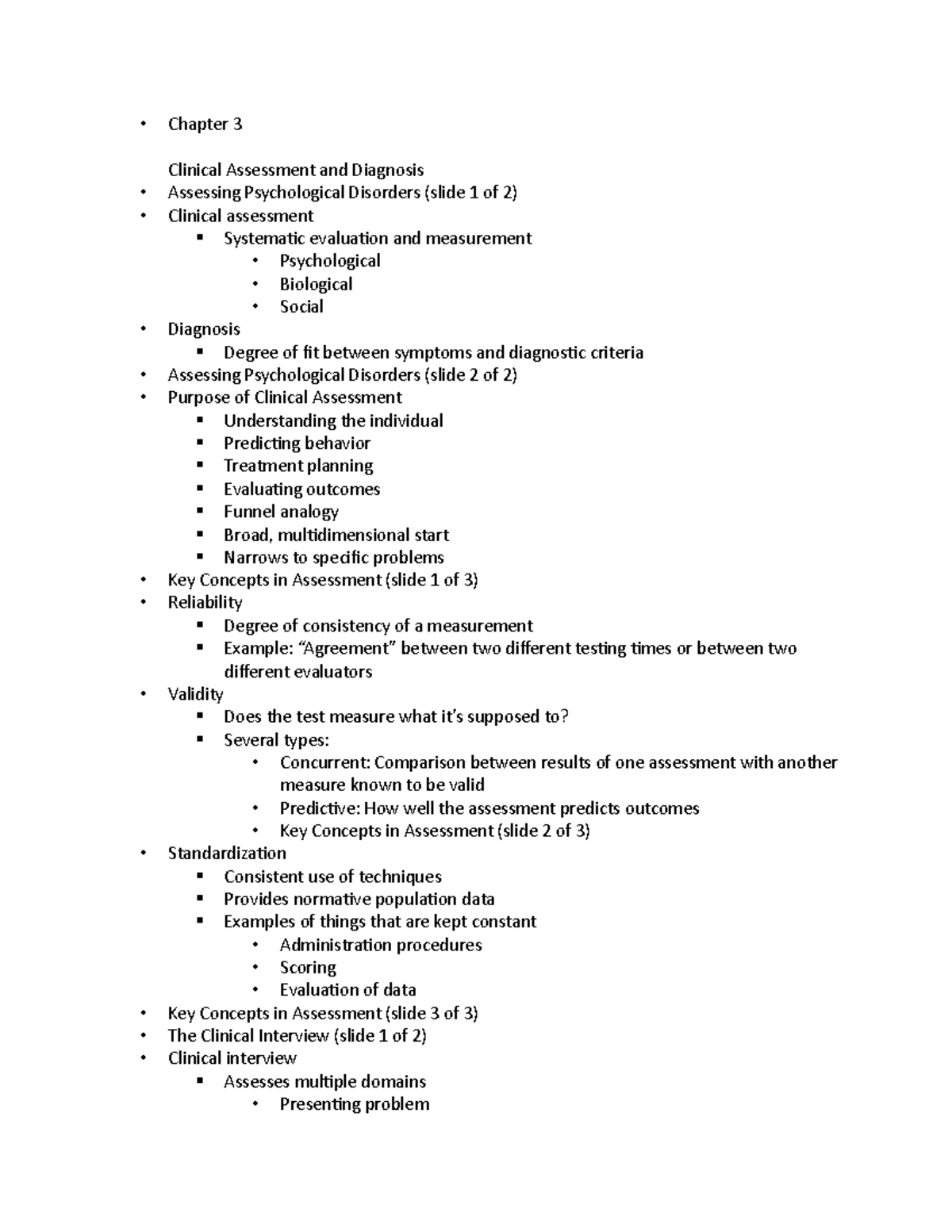 Abnormal Chapter 3 - Lecture notes 3 - Chapter 3 Clinical Assessment ...