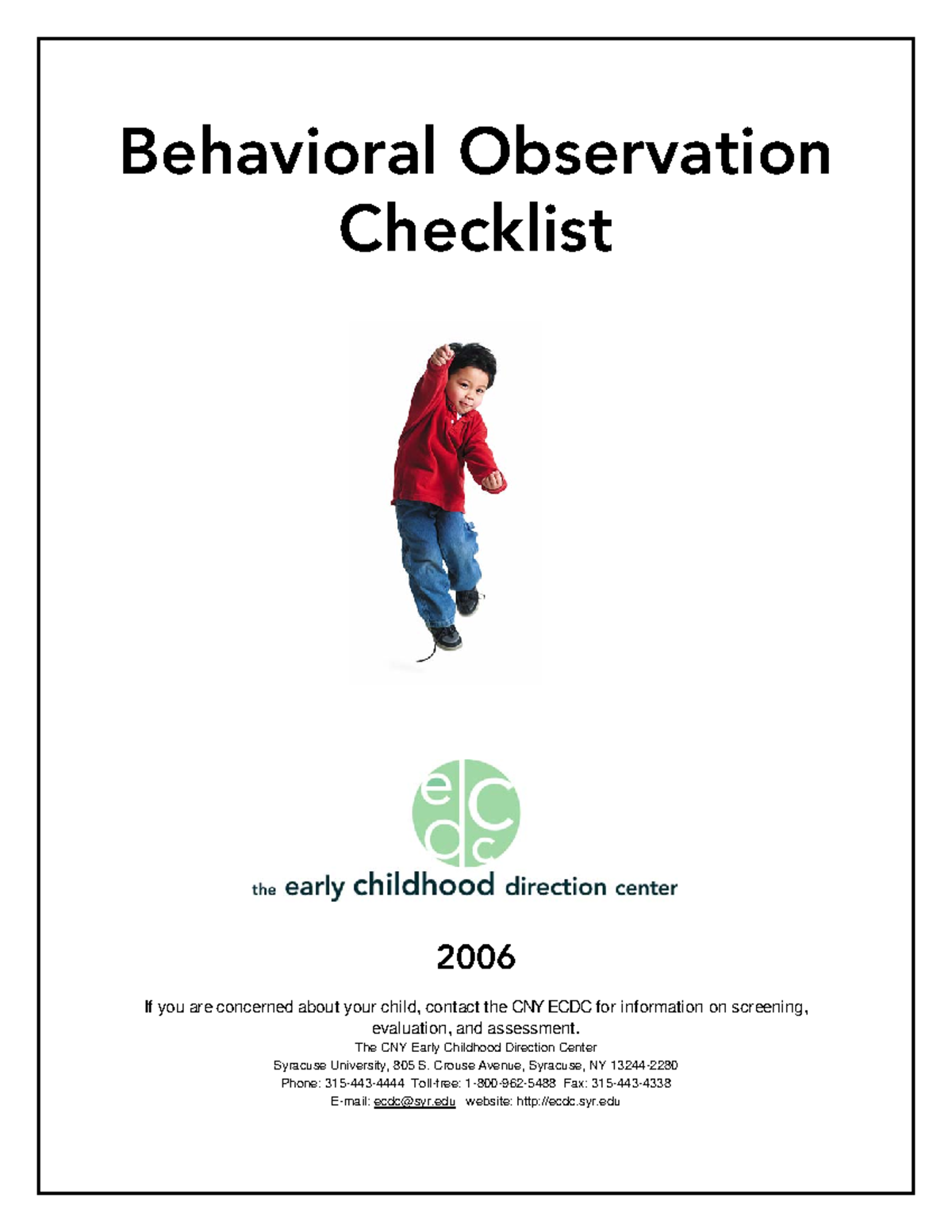 Behavioral observation checklist behavioral observation checklist