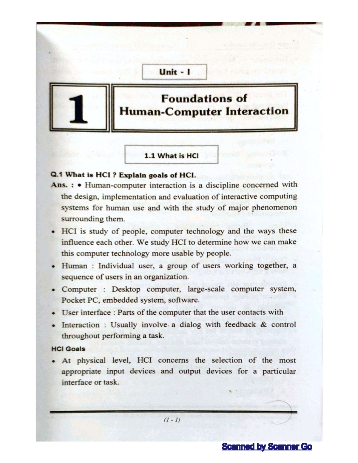 HCI Decode - Unit I 1 Foundations of Interaction 1 What is HCI Q What ...