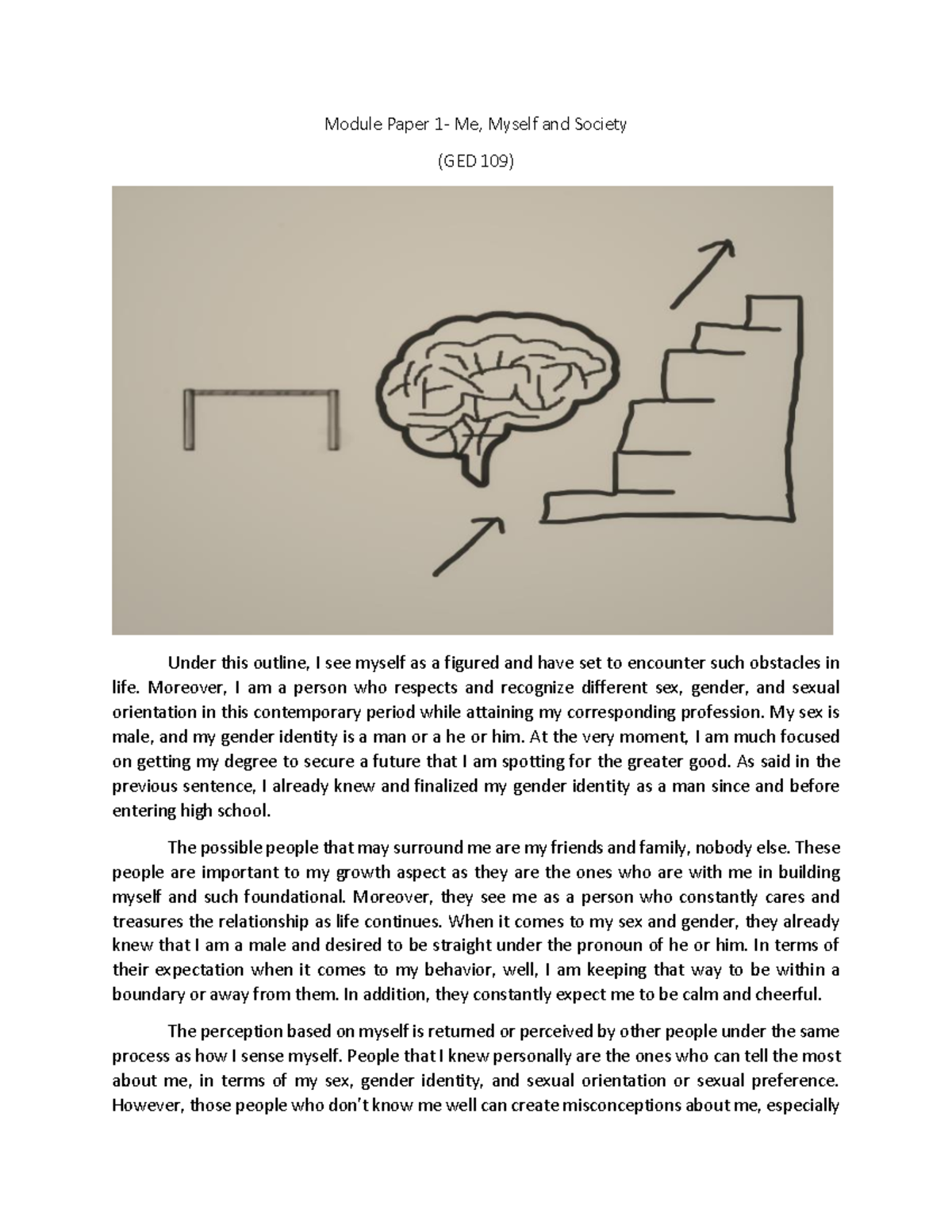 Module Paper 1 - ddd - Module Paper 1- Me, Myself and Society (GED 109 ...