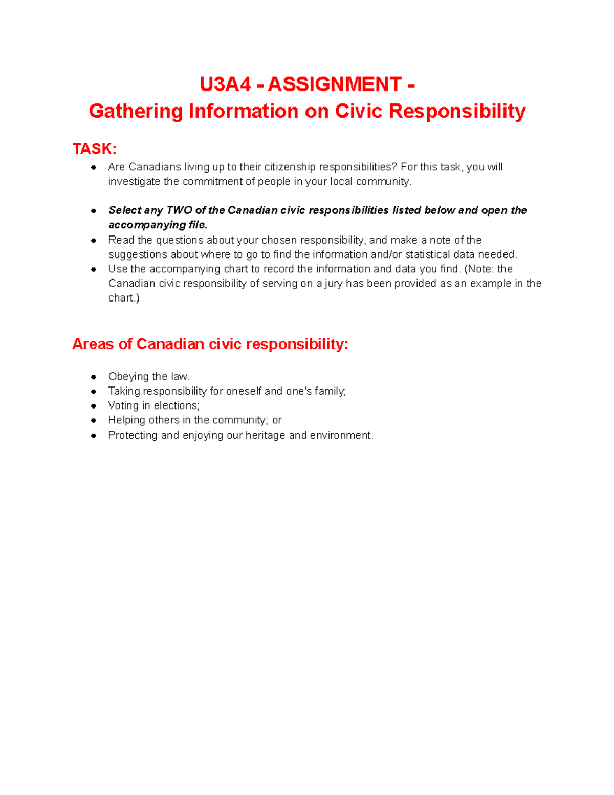 civic responsibility assignment