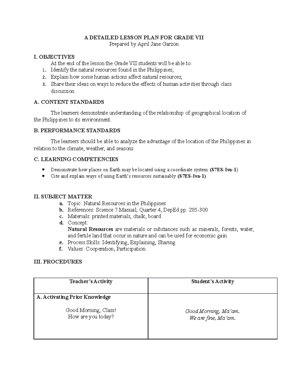 A- Detailed- Lesson-PLAN-FOR- Grade-VII-4As Garzon - A DETAILED LESSON ...