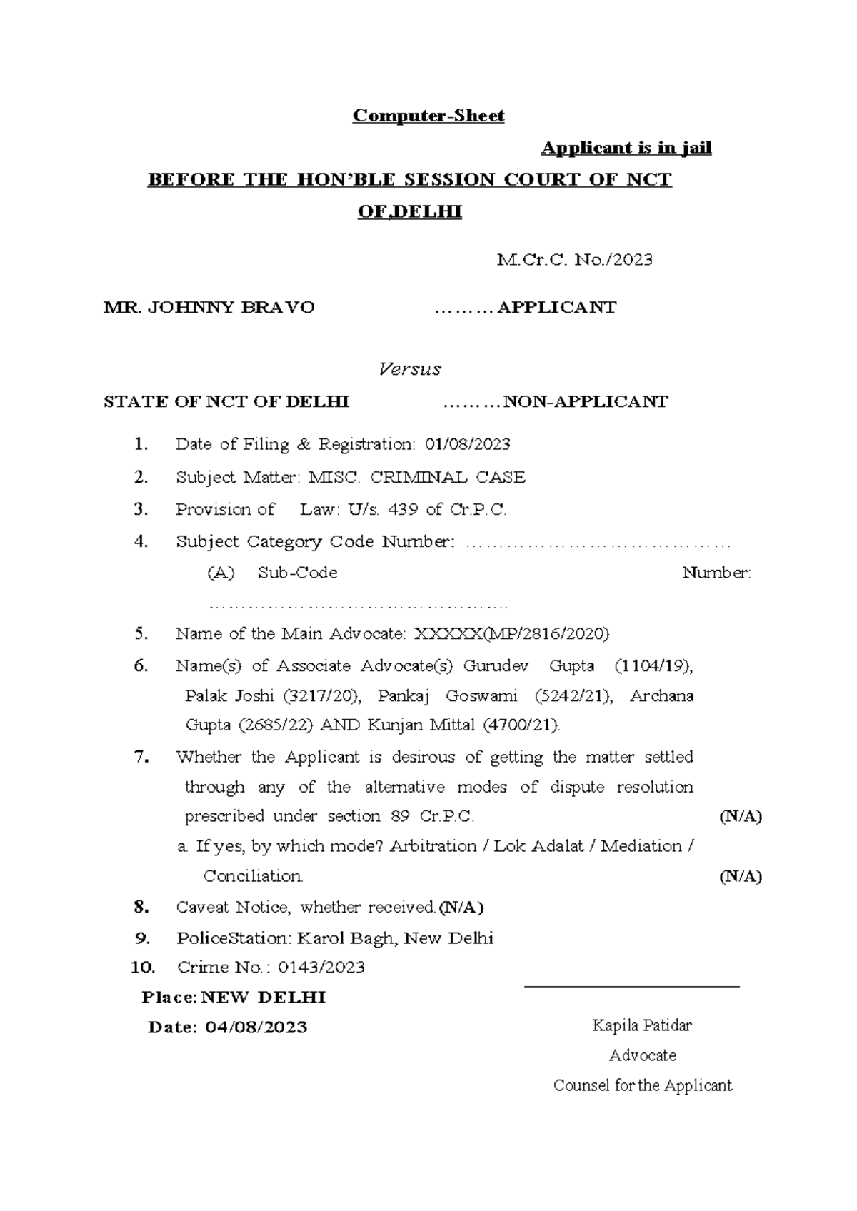 Bail draft - Summary Business Intelligence - Computer-Sheet Applicant ...