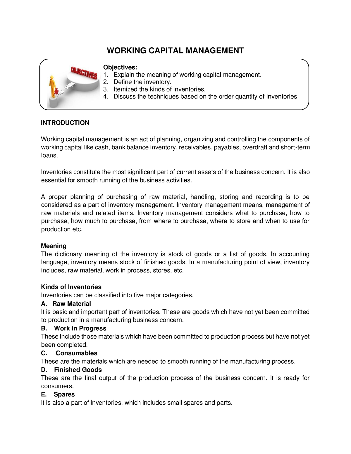 Working- Capital- Management - WORKING CAPITAL MANAGEMENT INTRODUCTION ...