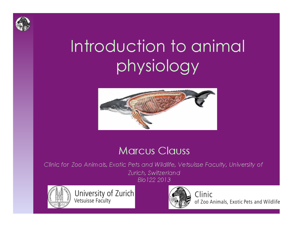 Introduction Physiology Introduction to animal physiology Marcus