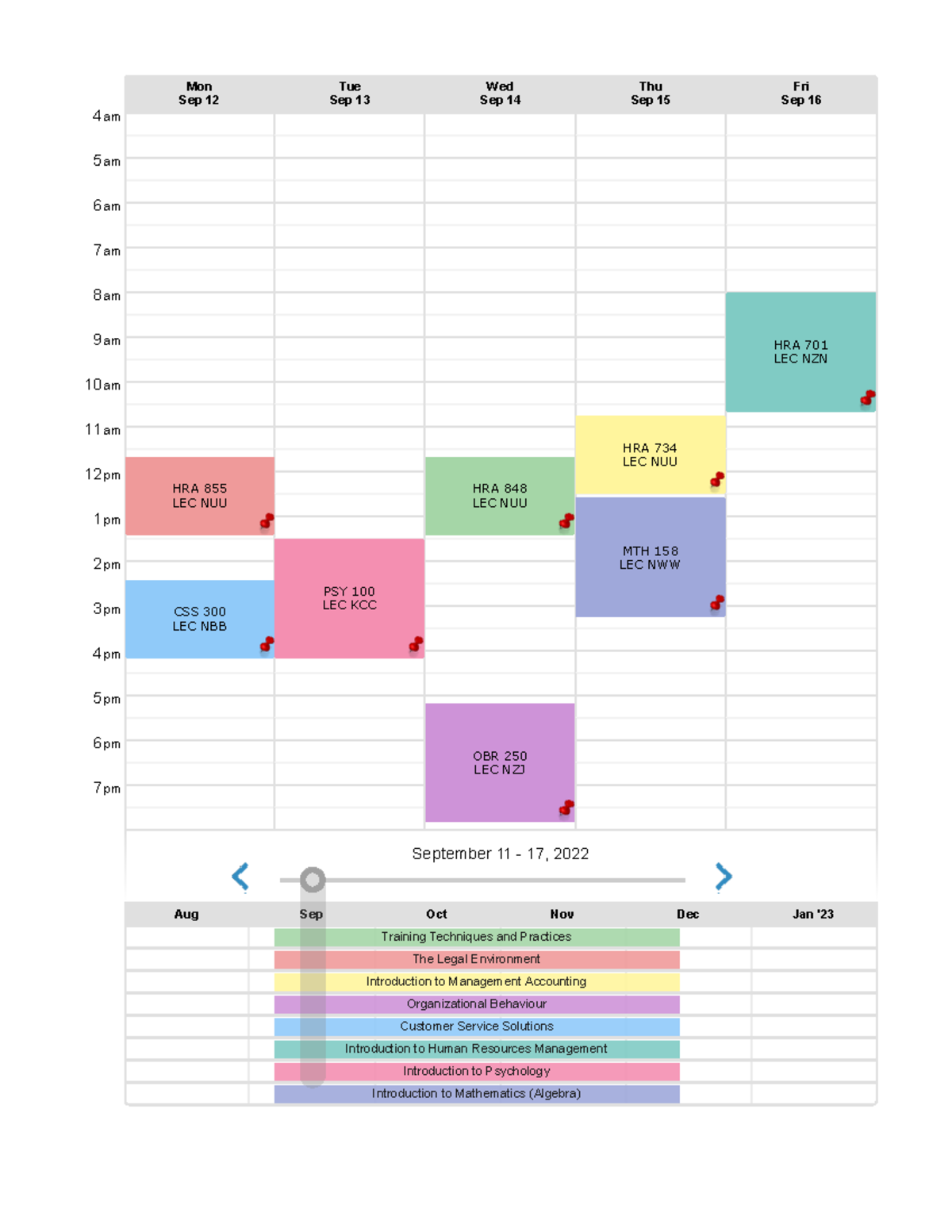 Visual Schedule Builder Seneca Toronto, Canada Mon Sep 12 Tue Sep