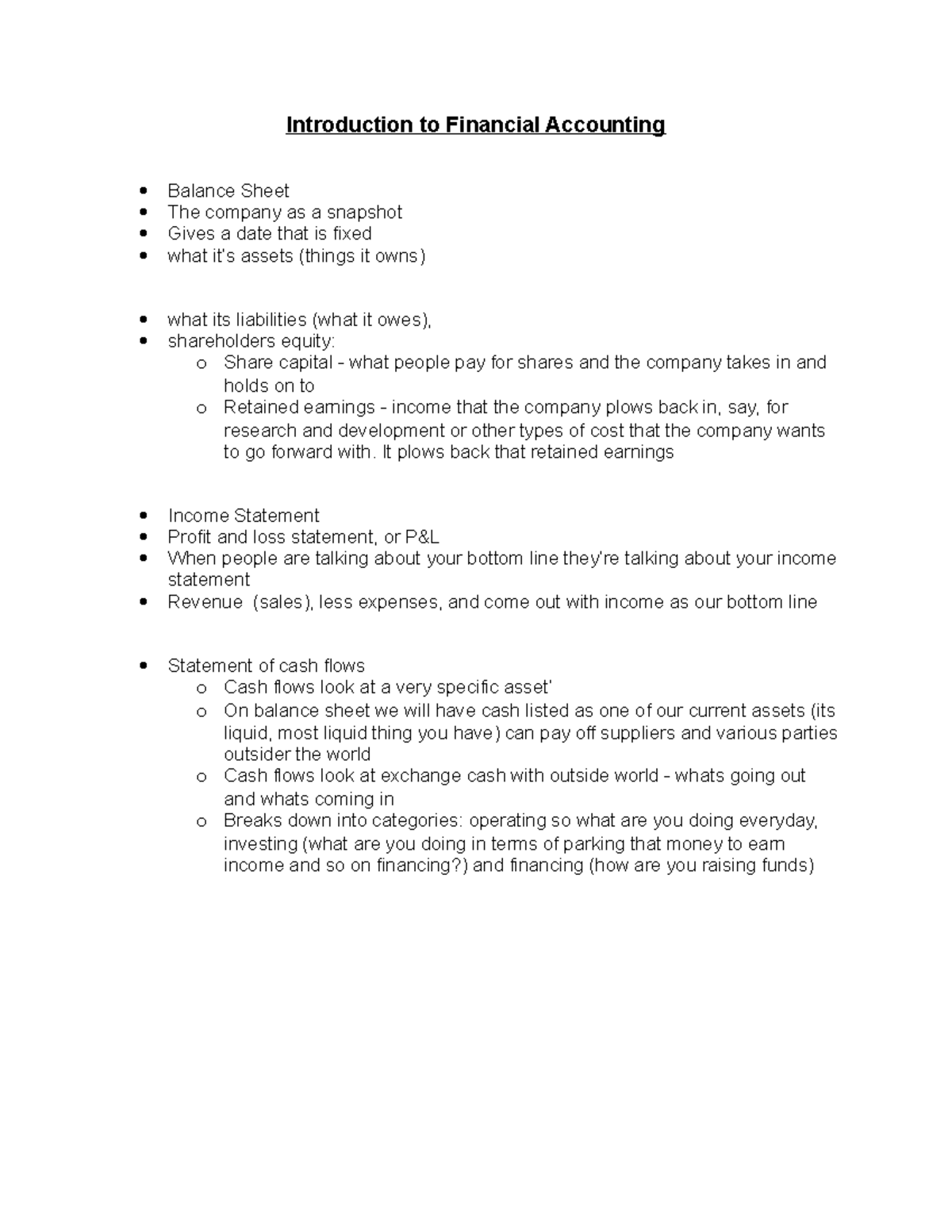 Introduction to Financial Accounting It plows back that retained