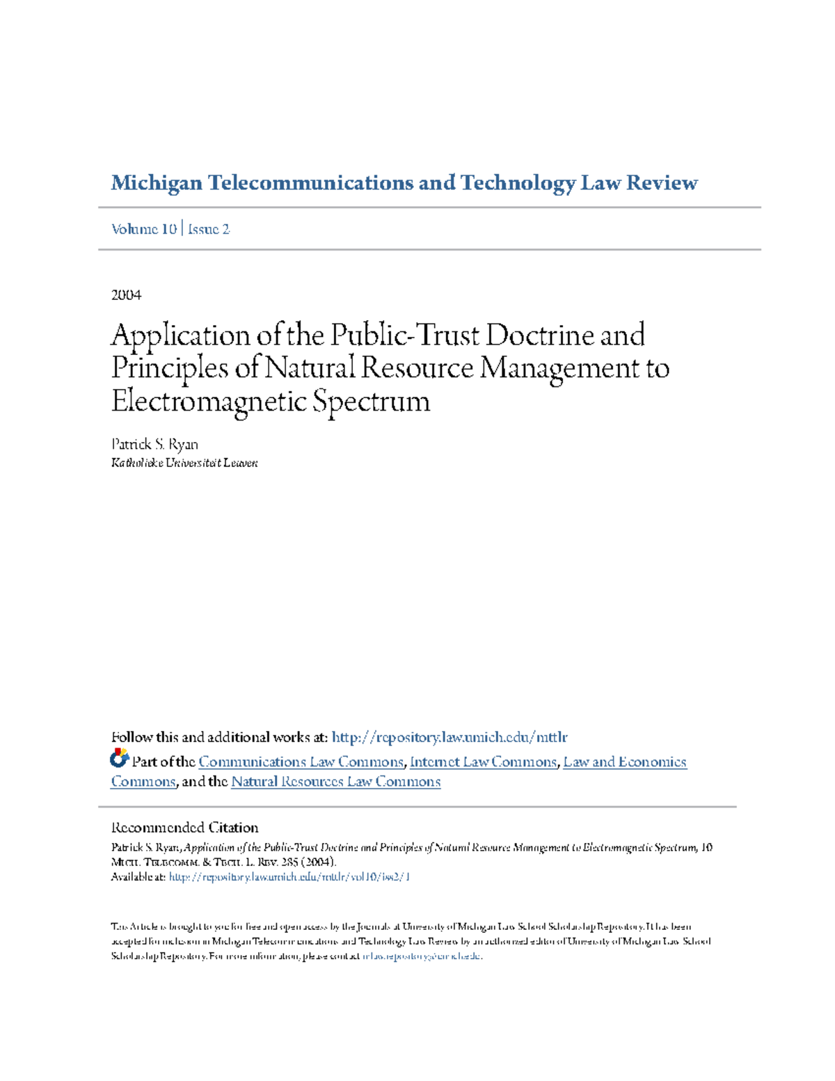 Application of the Public-Trust Doctrine and Principles of Natura ...
