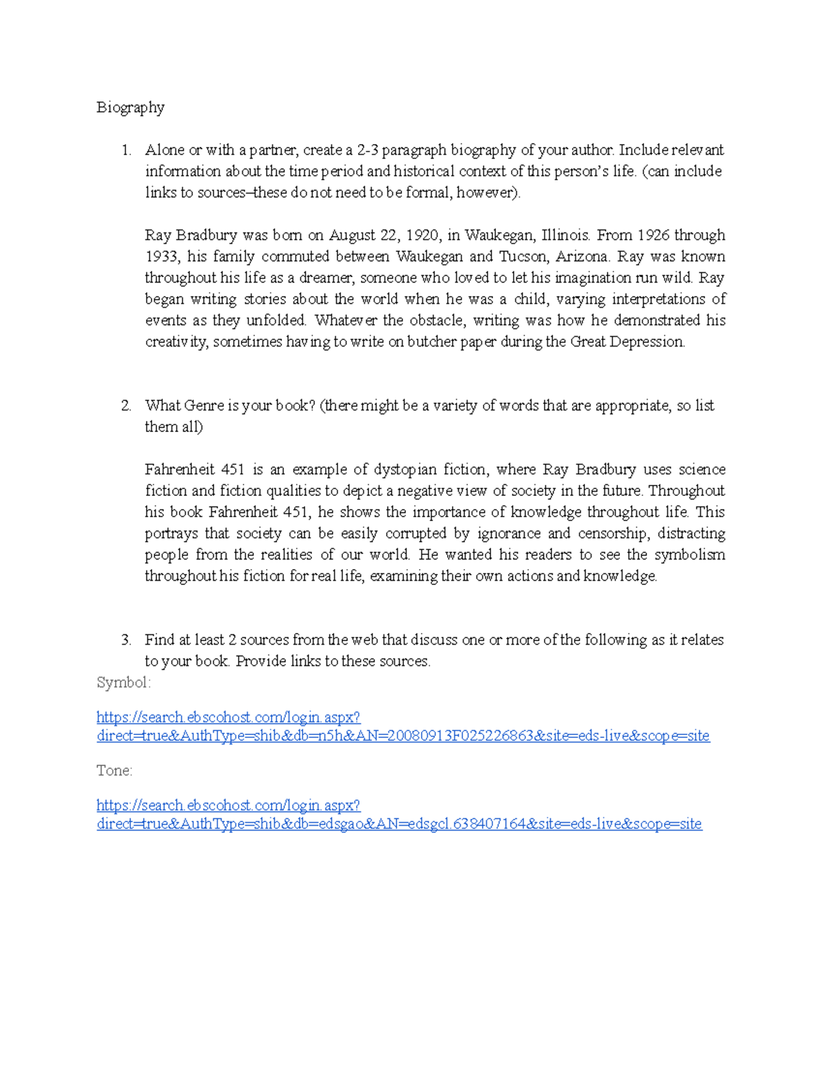 Literary Analysis Research Bio - Biography Alone or with a partner ...