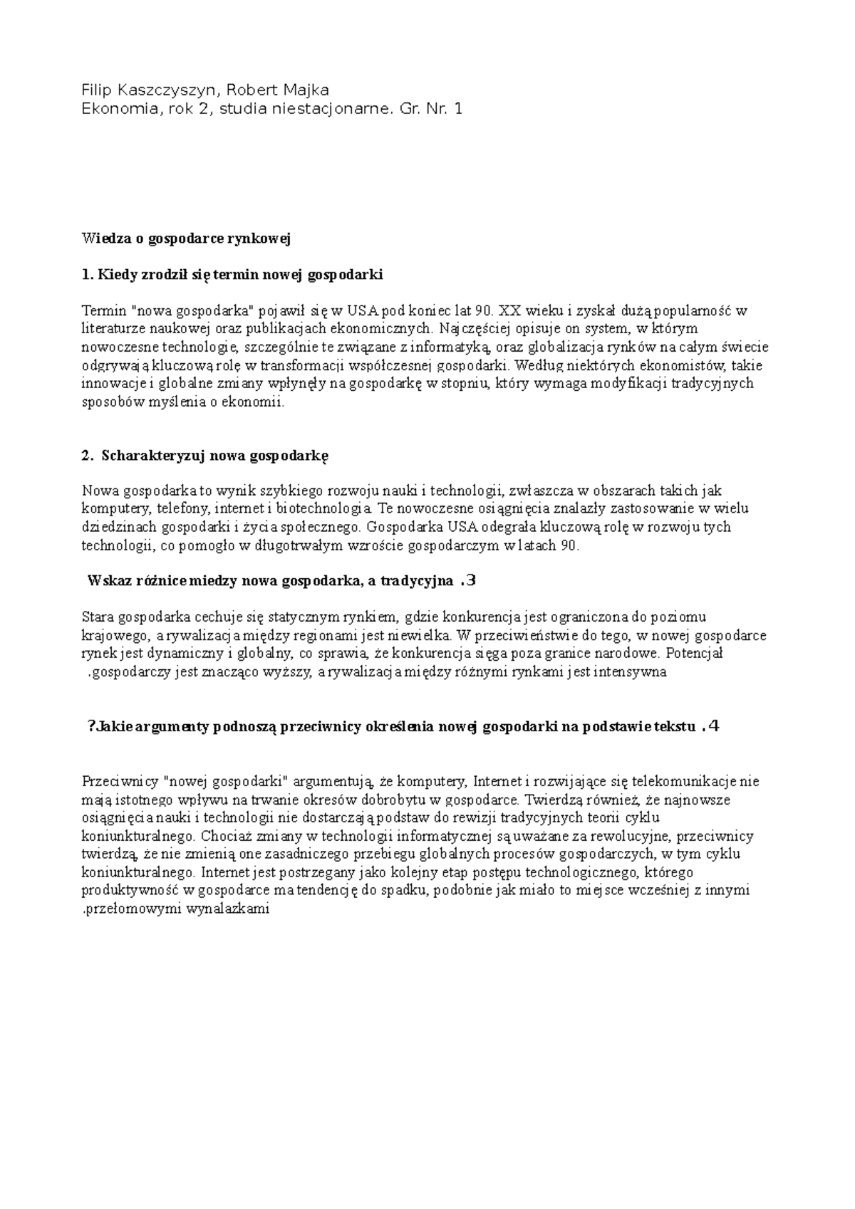 Wiedza o gospodarce rynkowej - Filip Kaszczyszyn, Robert Majka Ekonomia