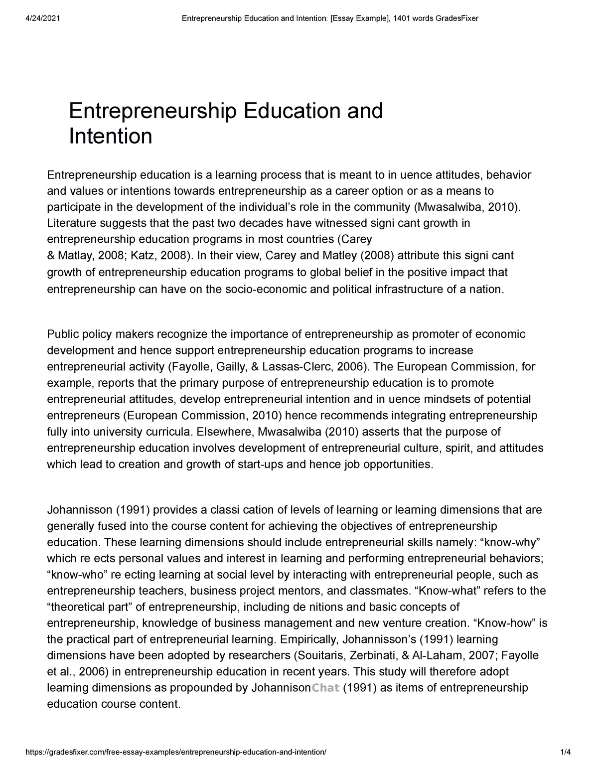interest in entrepreneurship essay
