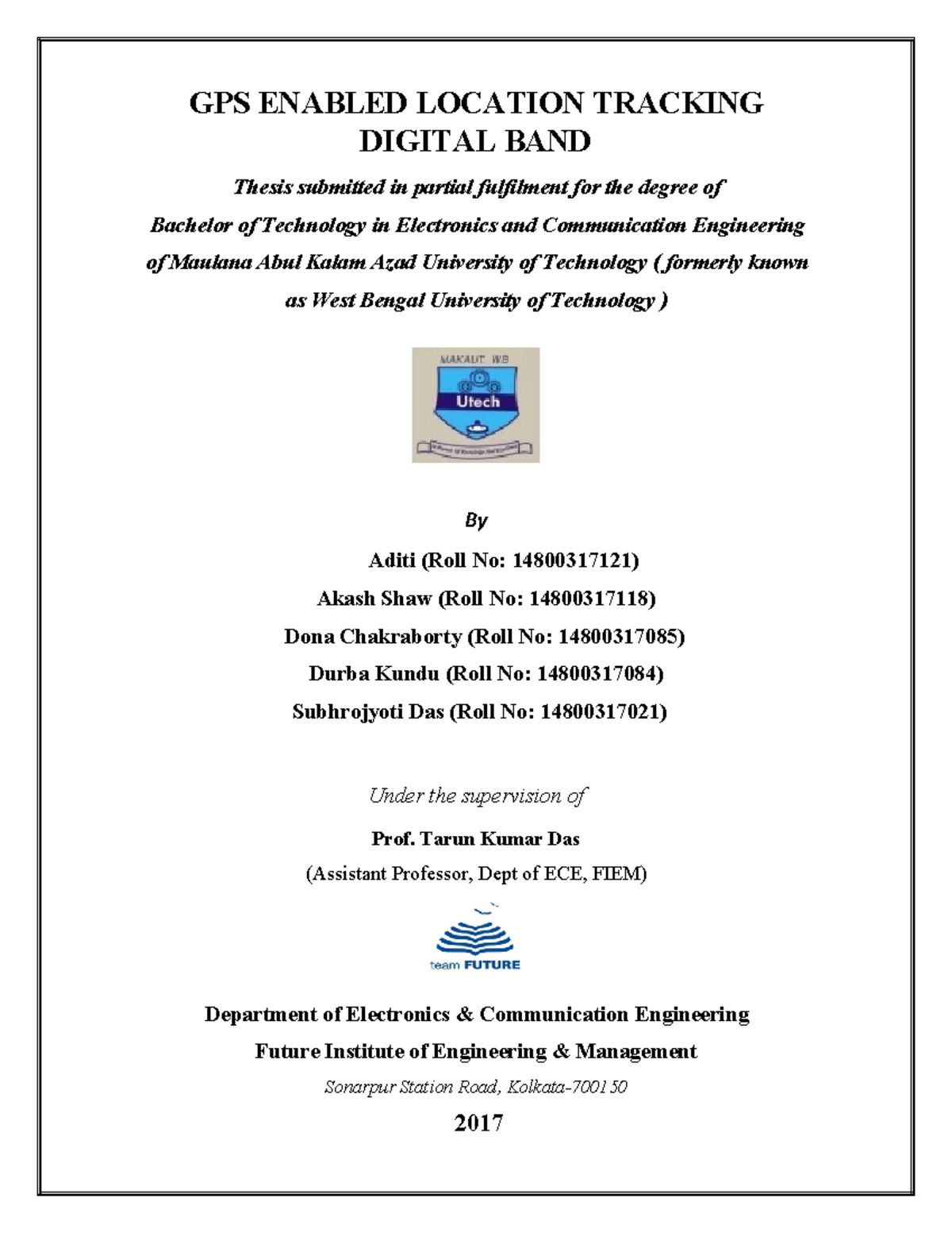 Final year project report final sem - GPS ENABLED LOCATION TRACKING ...
