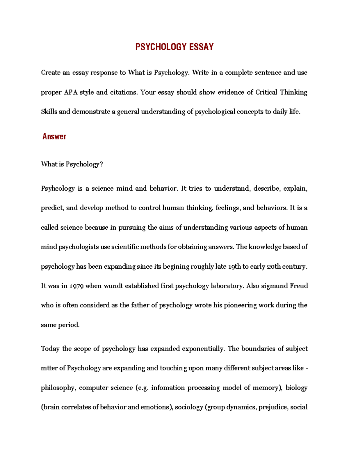 essay on emotions in psychology