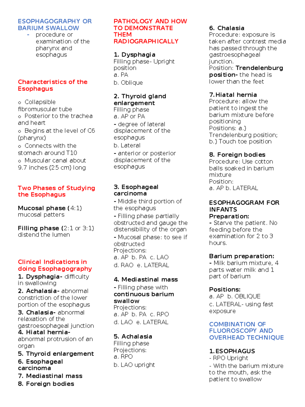Contrast Media Reviewer - ESOPHAGOGRAPHY OR BARIUM SWALLOW procedure or ...