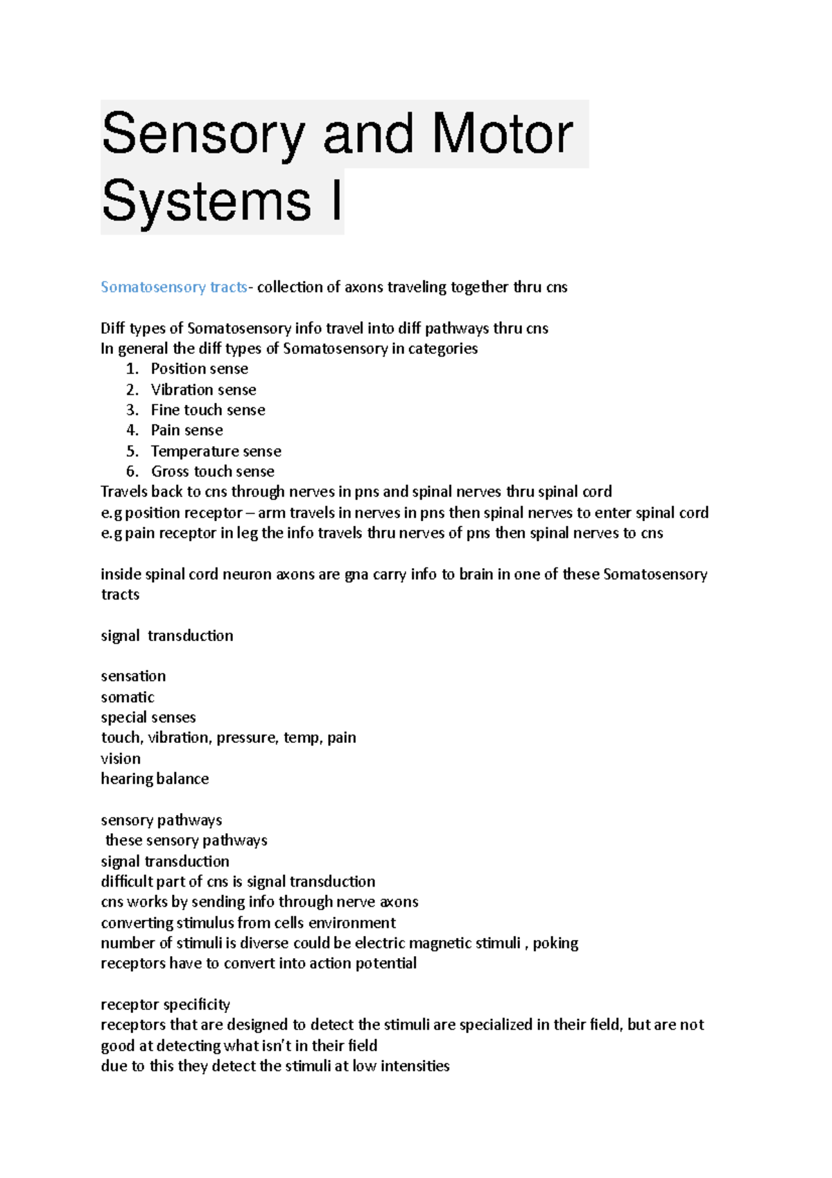 sensory-and-motor-systems-i-position-sense-2-vibration-sense-3-fine