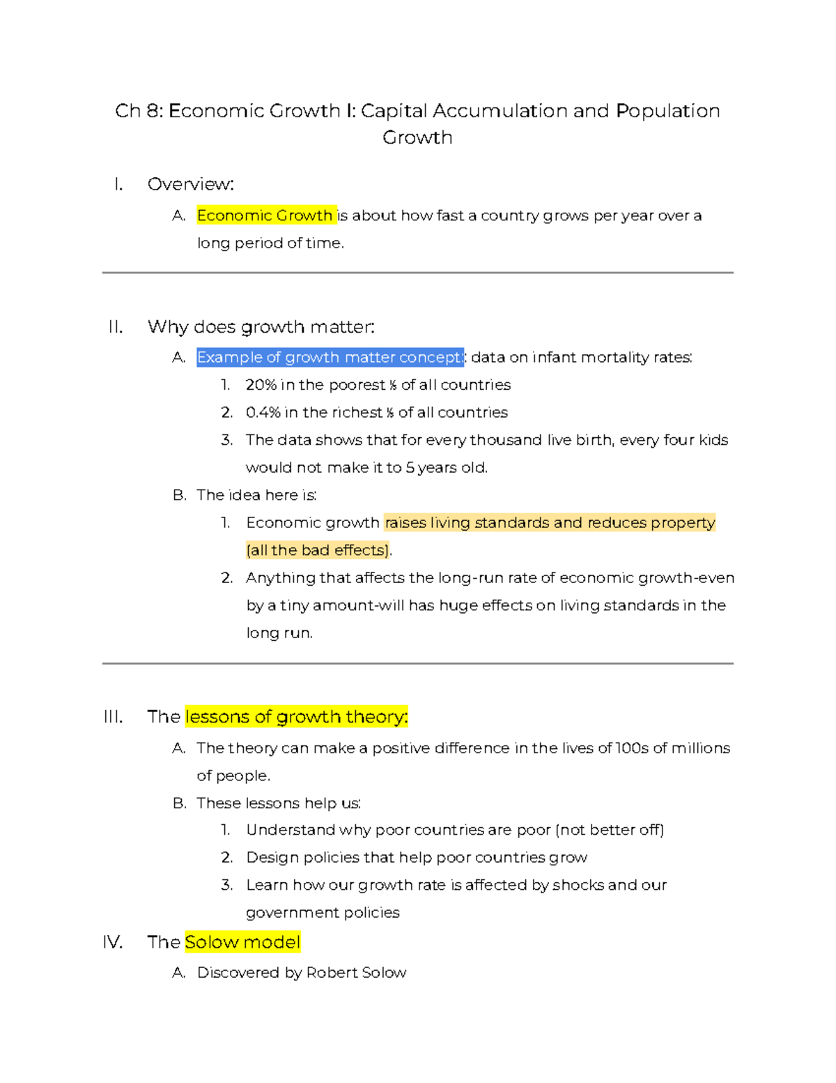 ECON 100A Ch 8 Economic Growth - Ch 8: Economic Growth I: Capital ...