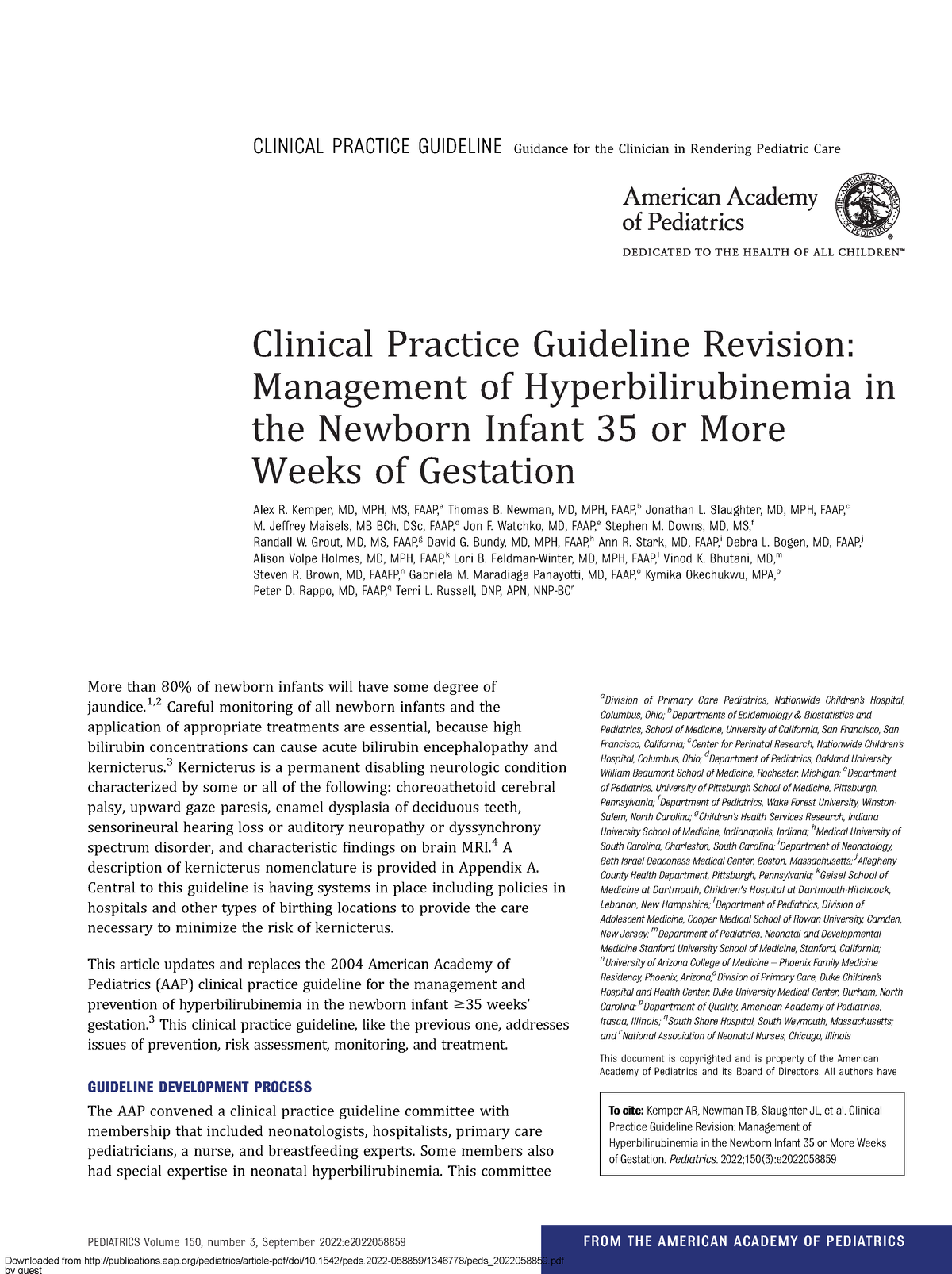 Clinical Practice Guideline Revision Hyperbilirrubinemia in the Newborn ...