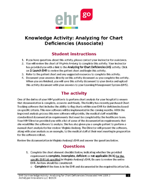 The Power of the EHR AK1005 - Knowledge Activity: The Power of the EHR ...