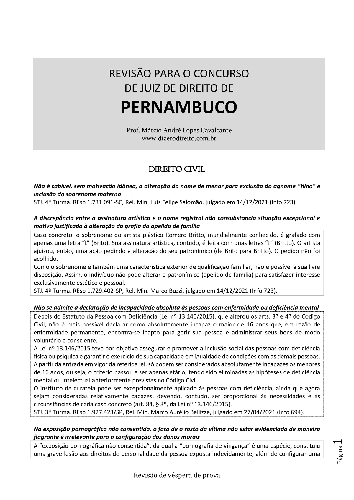 Revisao-tjpe - REVISÃO - Revis„o De VÈspera De Prova P·gina 1 REVIS√O ...