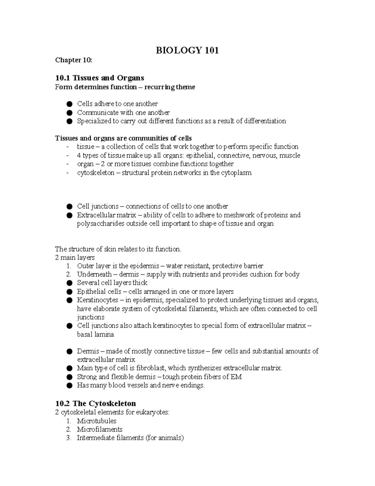 Biology 101 Chapter 10 - Lecture notes 10 - BIOLOGY 101 Chapter 10: 10 ...