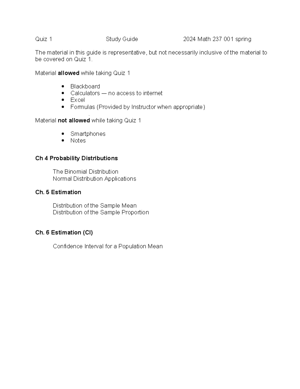 2024 Math 237 001 Spring Quiz 1 Study Guide Quiz 1 Study Guide 2024 2024 Math 237 001 Spring Quiz 1 Study Guide Quiz 1 Study Guide 2024