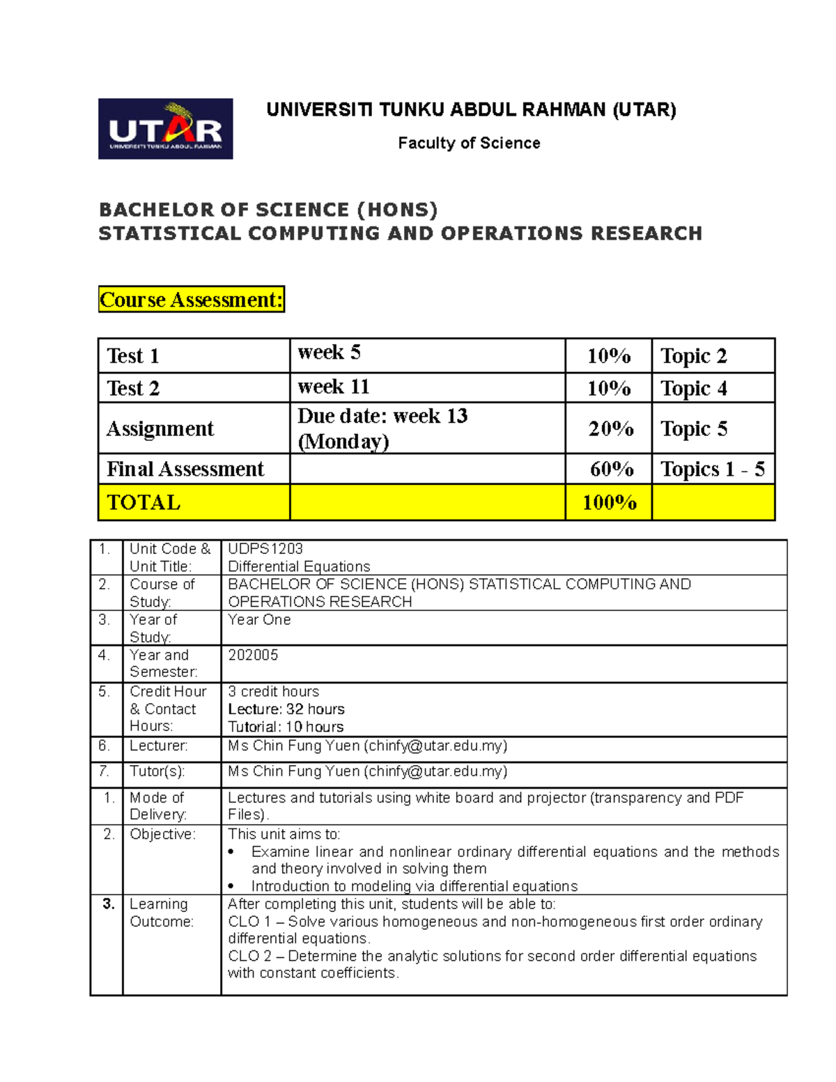 UDPS1203 course assessment 202105 - UNIVERSITI TUNKU ABDUL RAHMAN (UTAR ...
