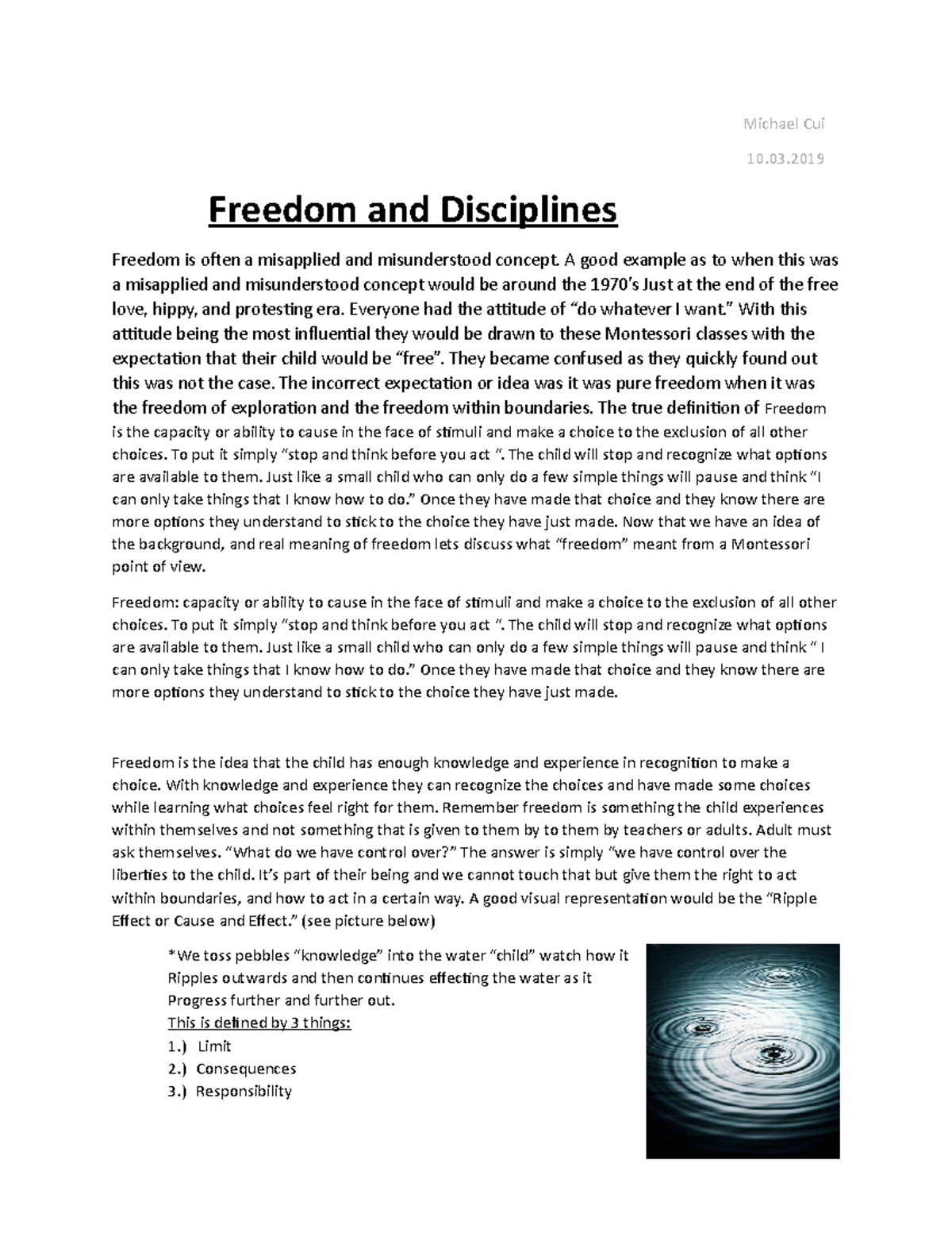 freedom and discipline essay