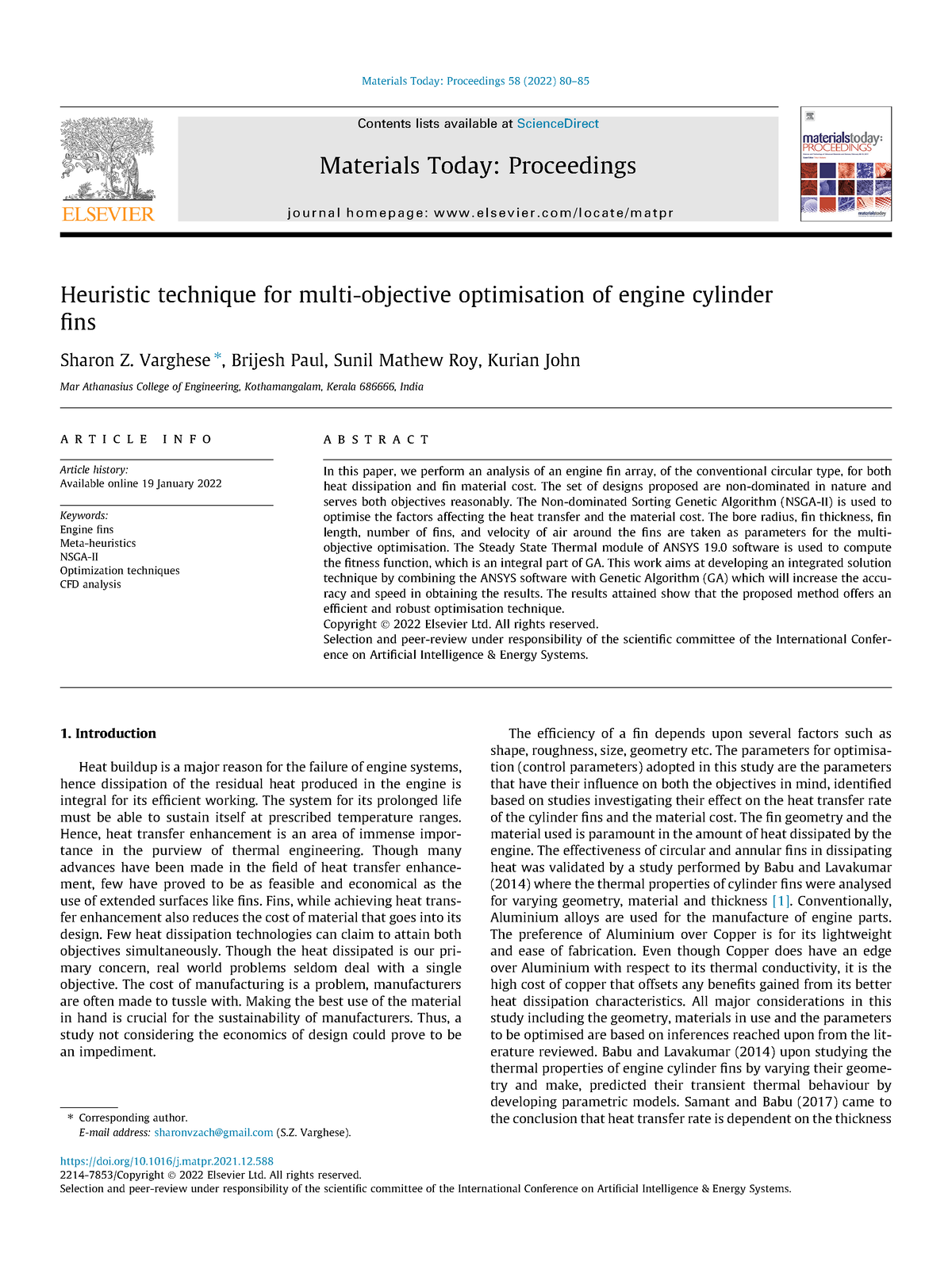 Materials Today Proceedings - Heuristic Technique For Multi-objective ...