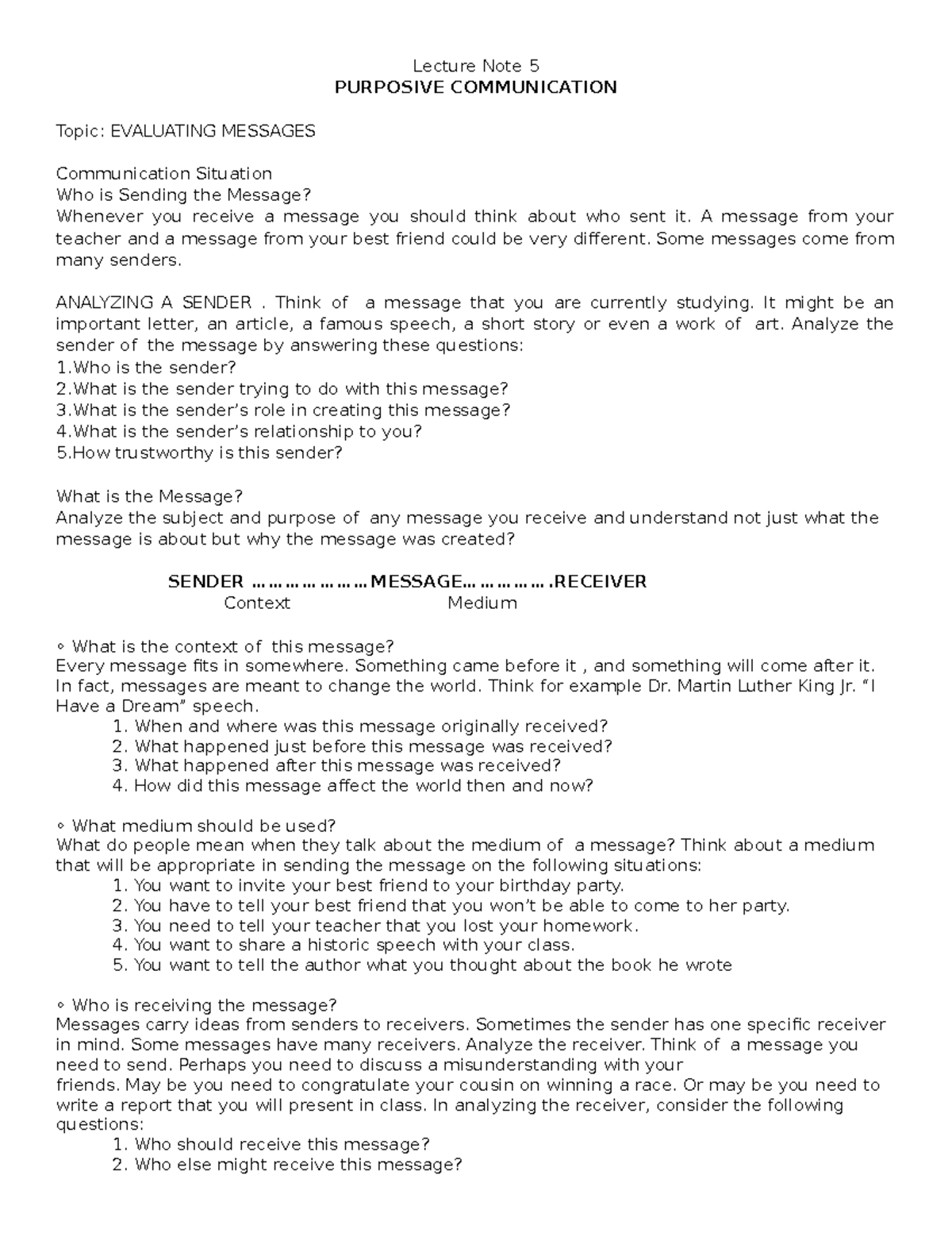 Lecture Note 5 Purposive Communication 1 - Lecture Note 5 PURPOSIVE ...