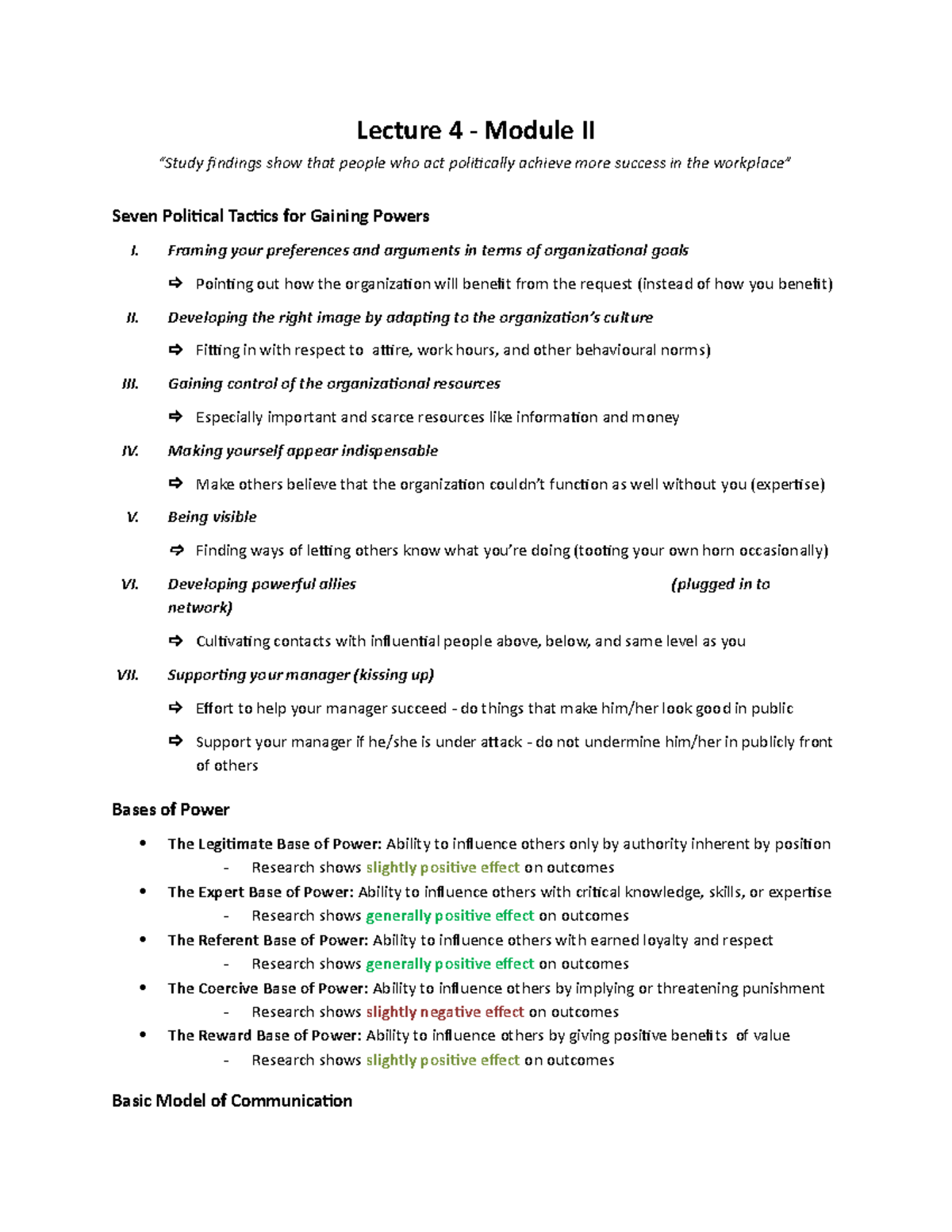 Module Ii Smo 310 Summary Introduction To Management Lecture 4