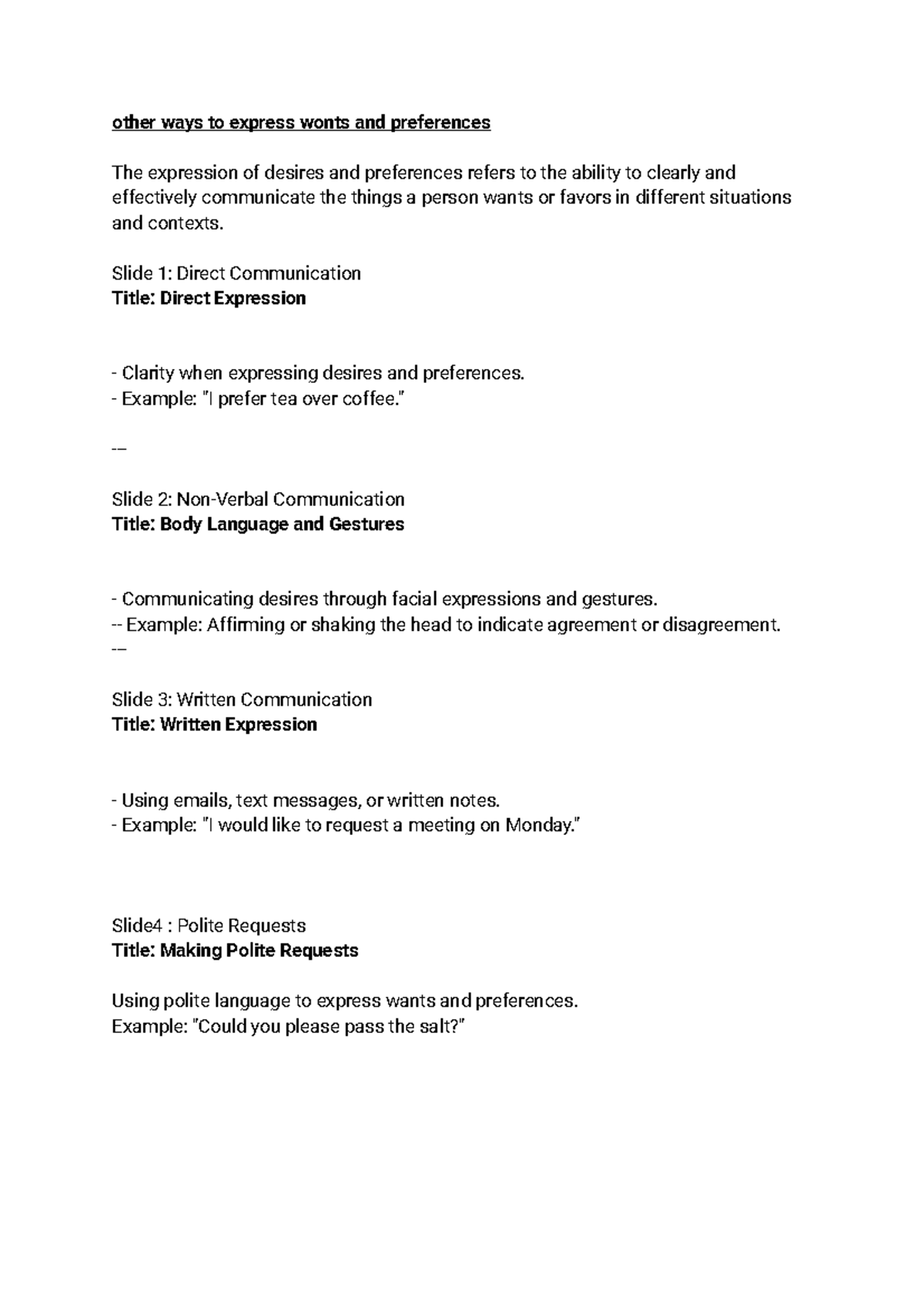 Documento sin título - other ways to express wonts and preferences The ...