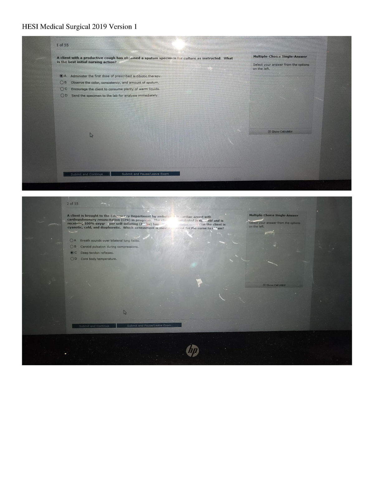 HESI Medical Surgical 2019 V1 All 55 Screenshots - NUR 2211C - HESI ...