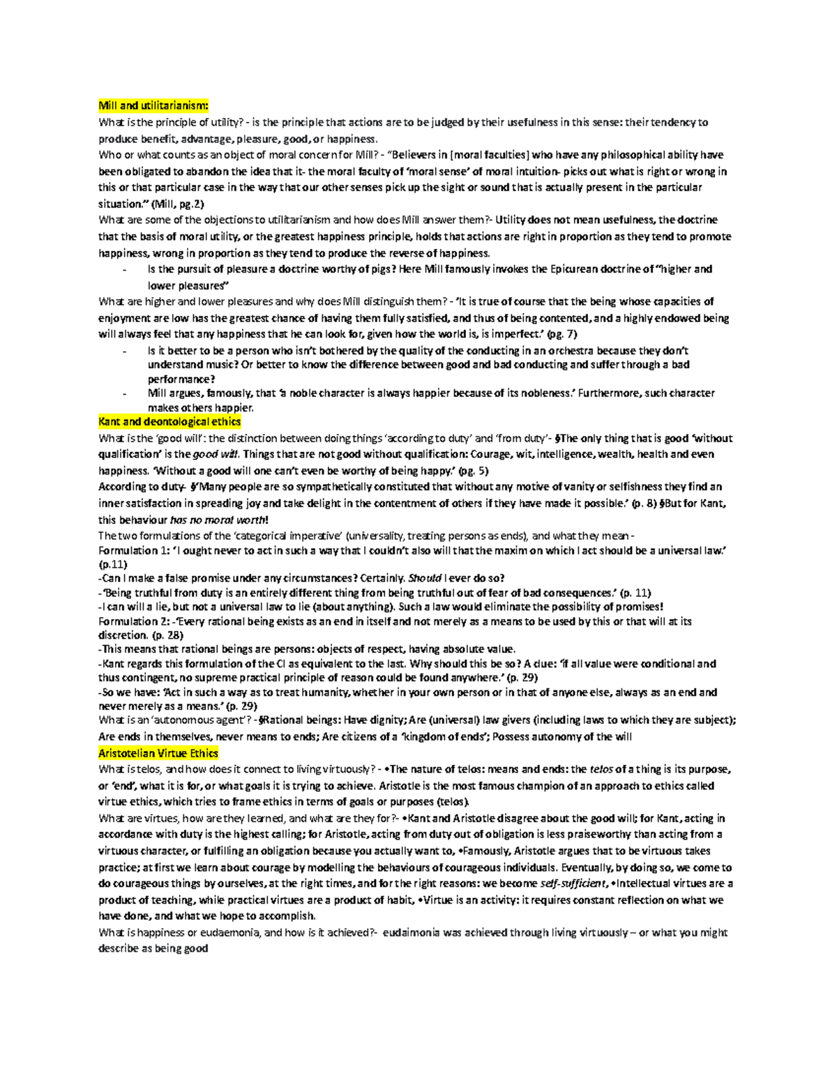 Breakdown of philosophers Mill and utilitarianism What is the