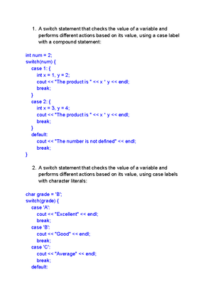 Switch statements C++ - Practice examples - A switch statement to ...