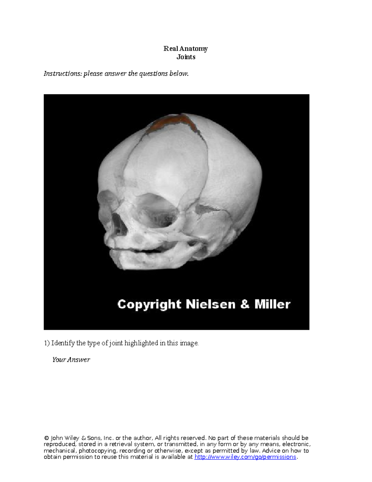 15 joints Worksheet - Real Anatomy Joints Instructions: please answer