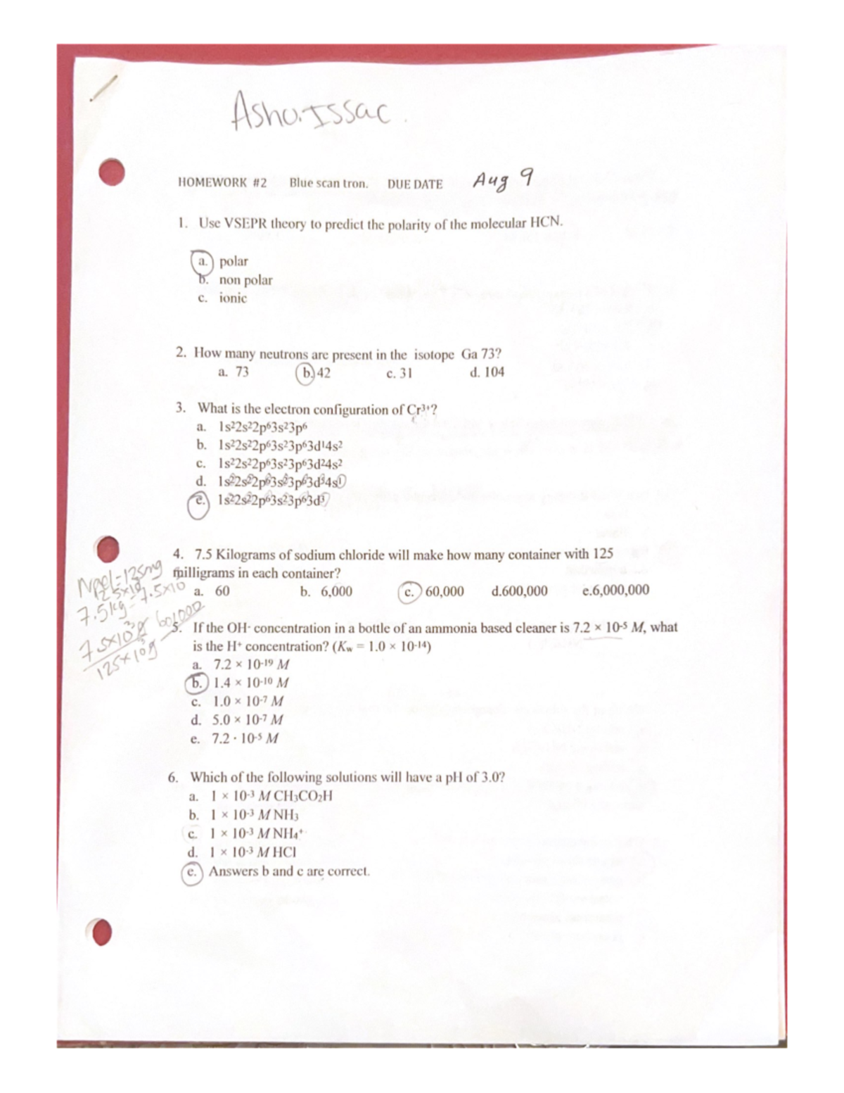 Homework #2 - Review For Test - CHEM 1010 - Studocu